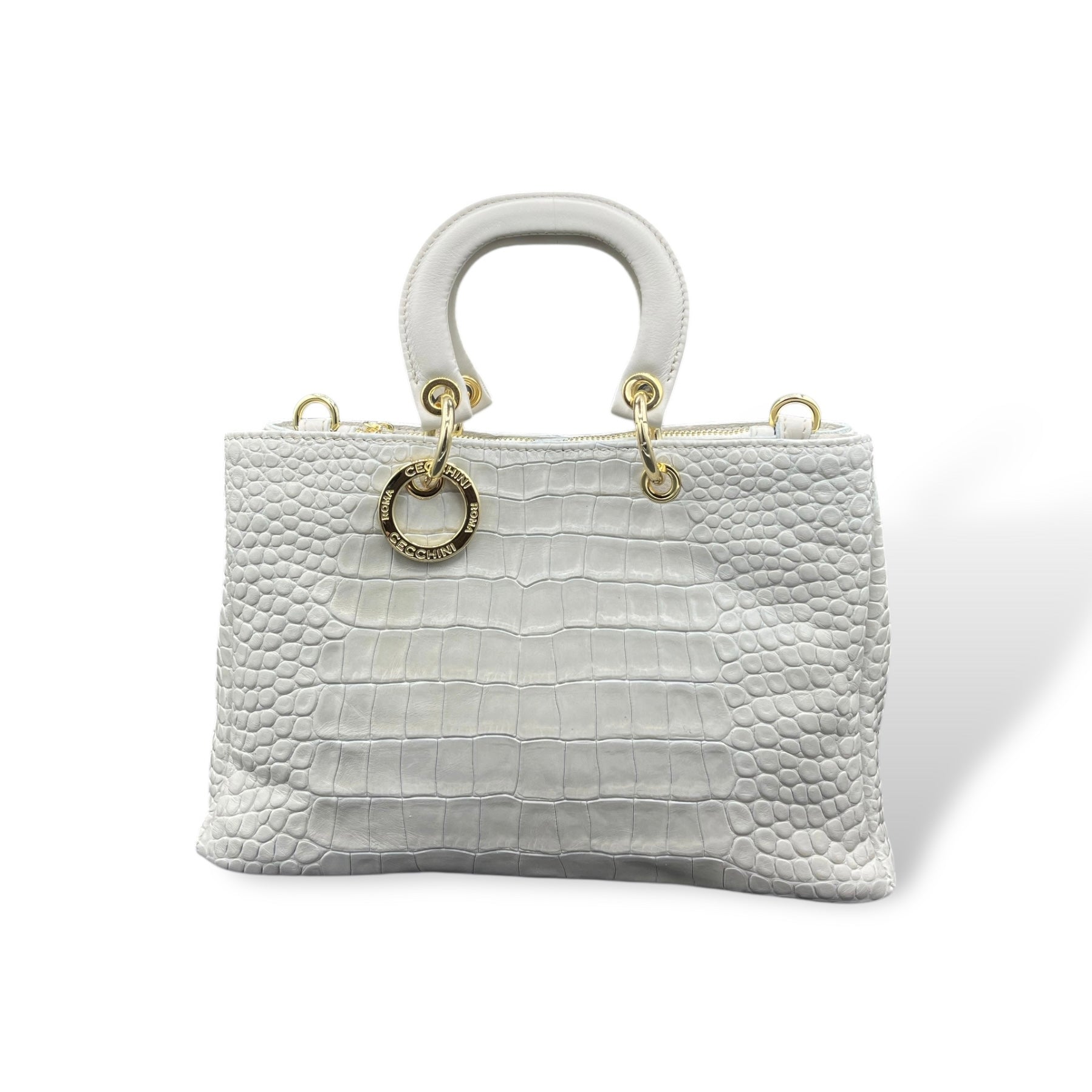 LADY BJ - Women's crocodile embossed calf leather handbag