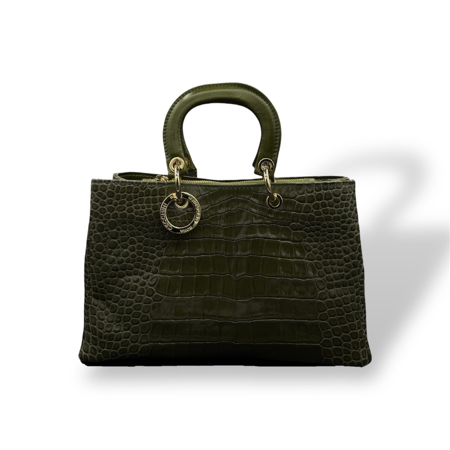 LADY BJ - Women's crocodile embossed calf leather handbag