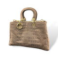 LADY BJ - Women's crocodile embossed suede calf leather handbag