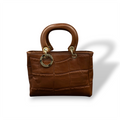 LADY B - Women's crocodile smooth calf leather handbag