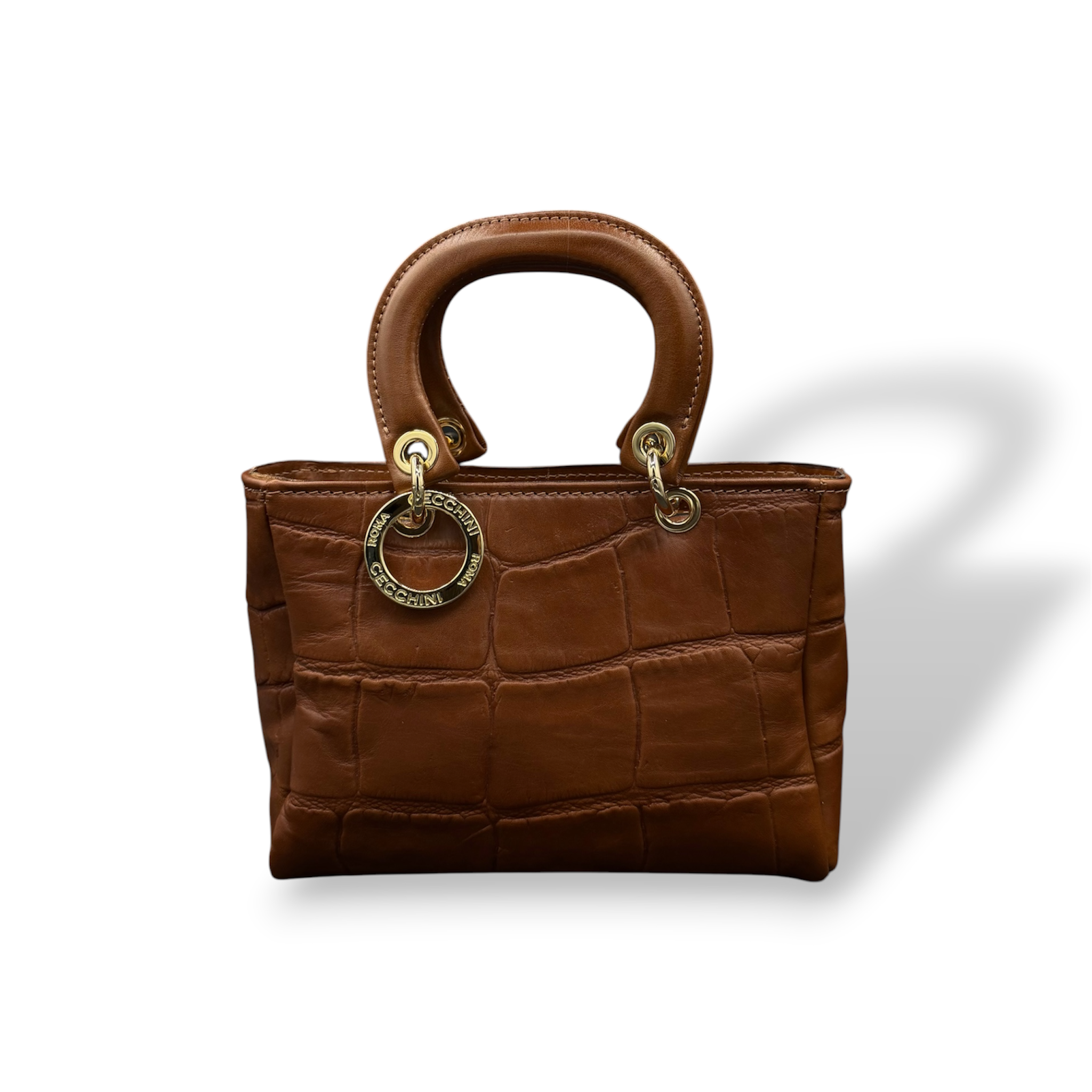 LADY B - Women's crocodile smooth calf leather handbag