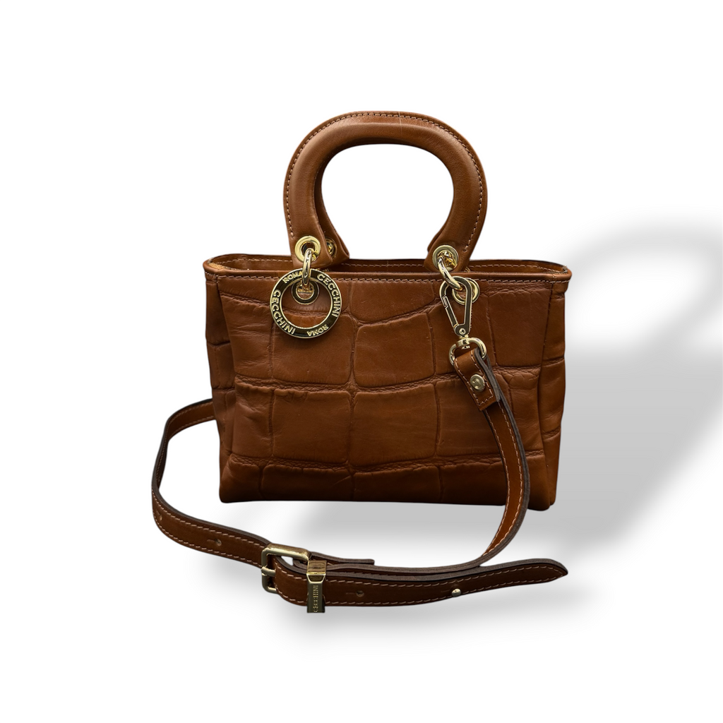LADY B - Women's crocodile smooth calf leather handbag