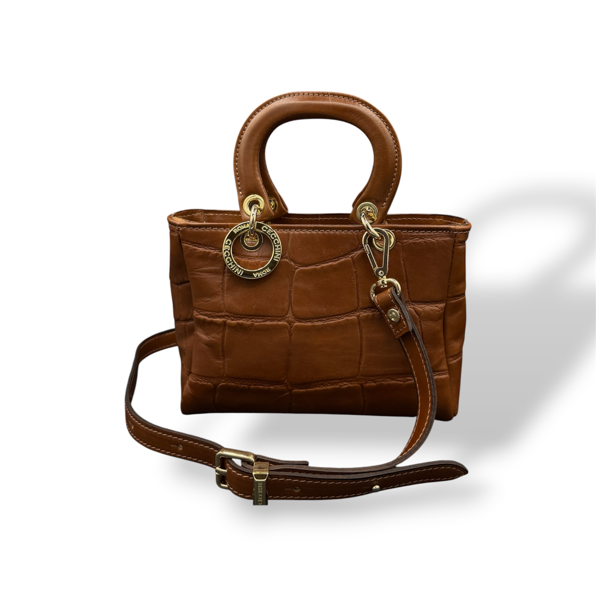 LADY B - Women's crocodile smooth calf leather handbag