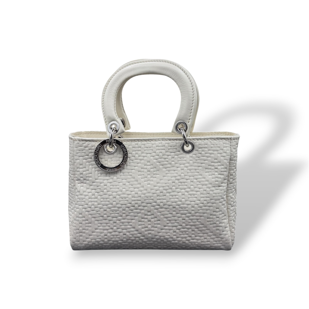 LADY B - Women's woven embossed calf leather handbag
