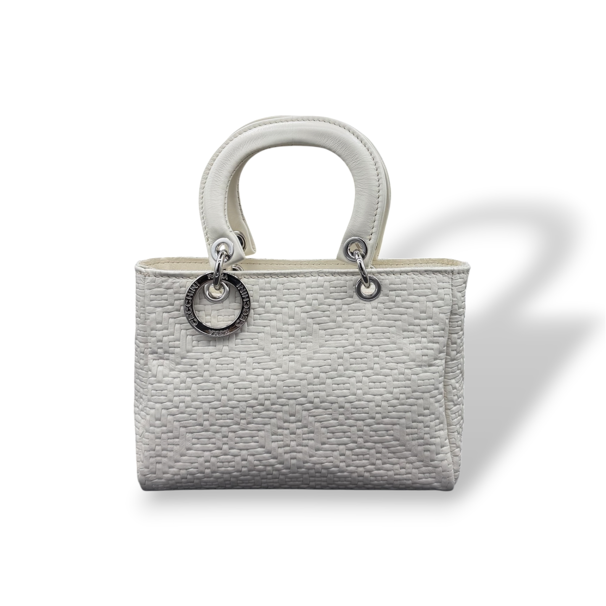 LADY B - Women's woven embossed calf leather handbag
