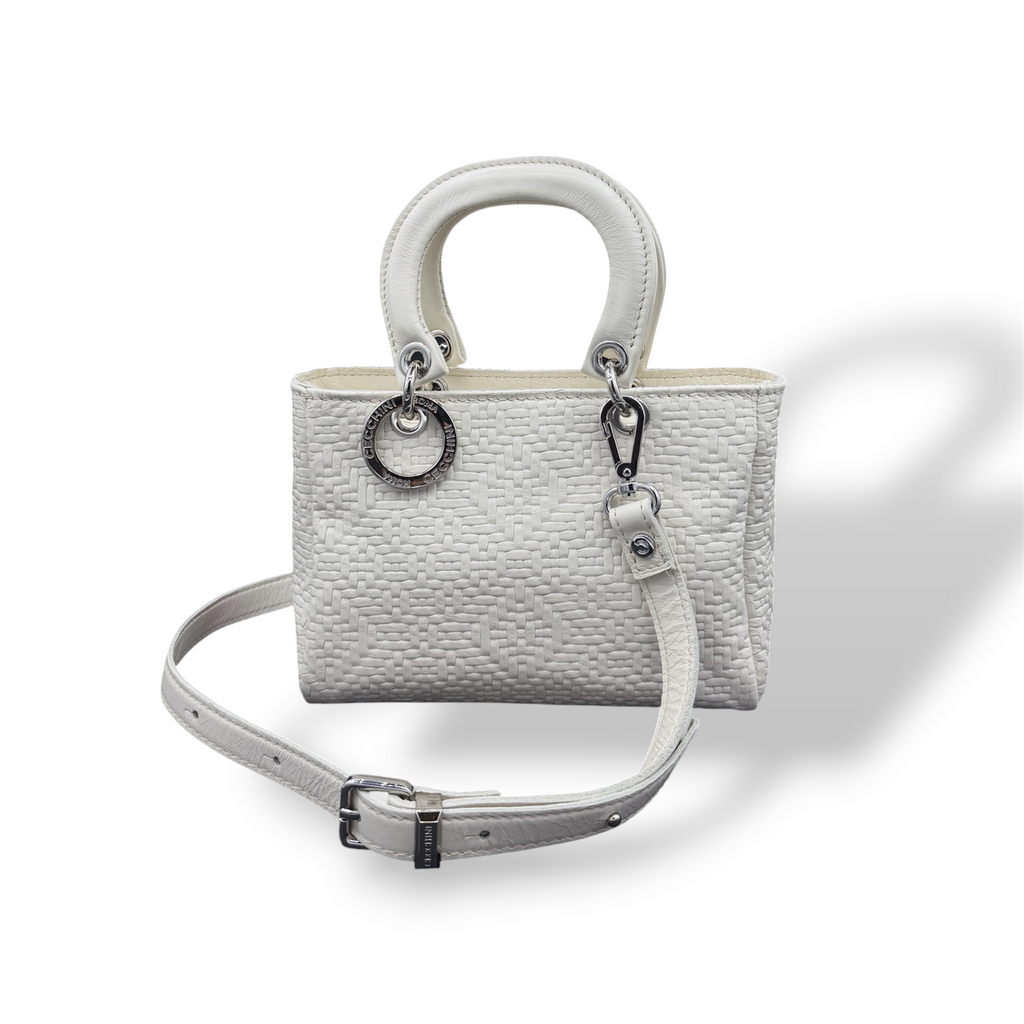 LADY B - Women's woven embossed calf leather handbag