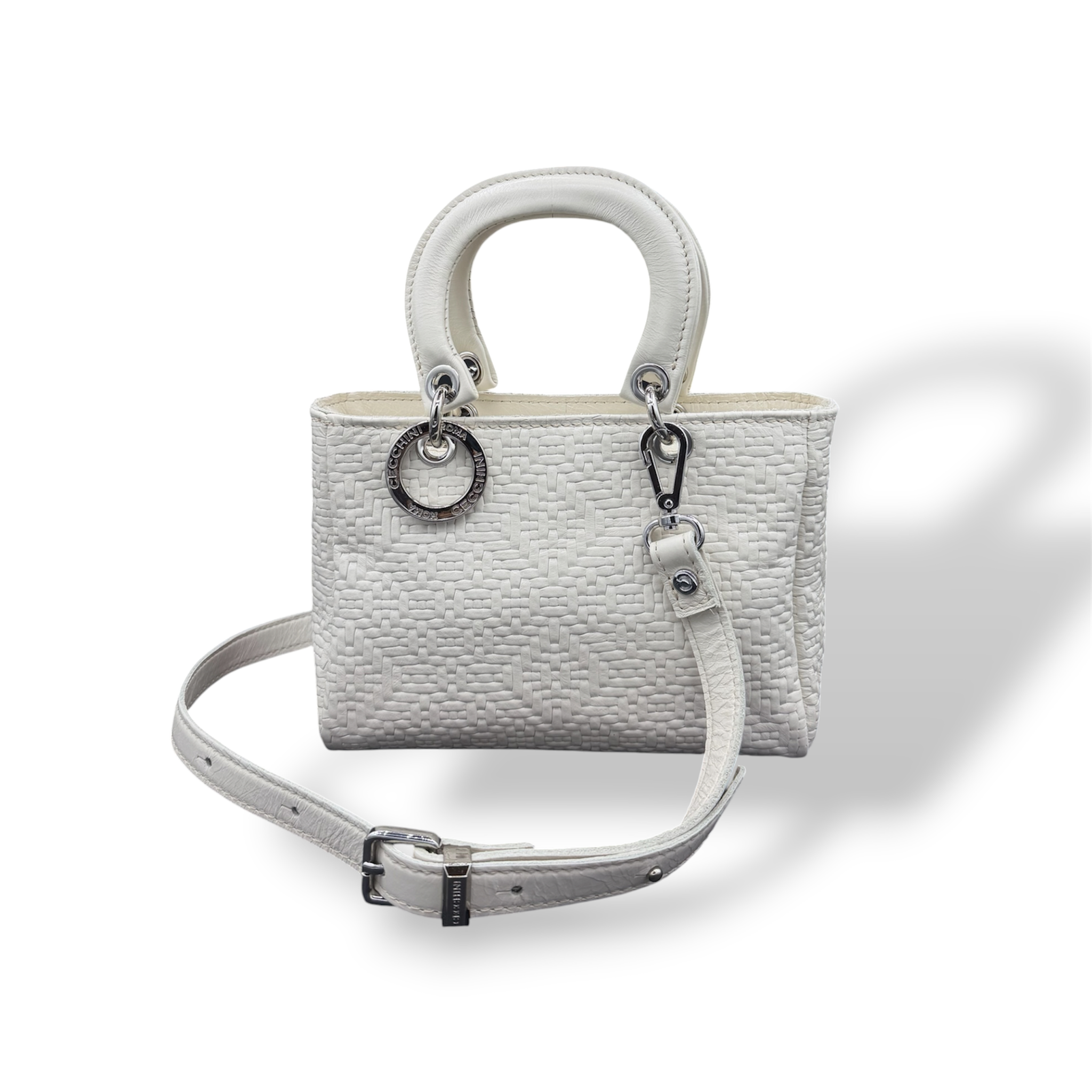 LADY B - Women's woven embossed calf leather handbag