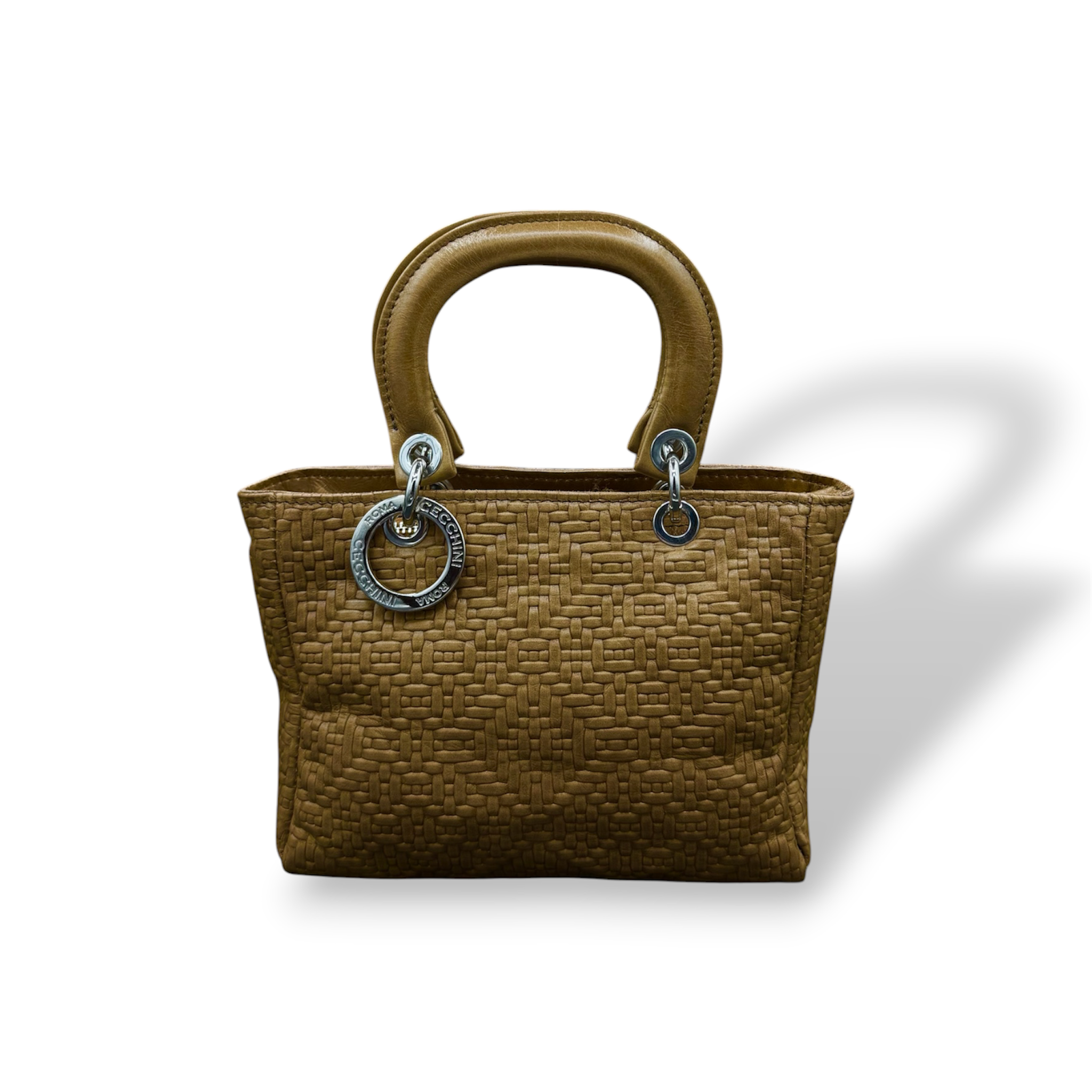 LADY B - Borsa a mano da donna in pelle di vitello stampa intrecciata