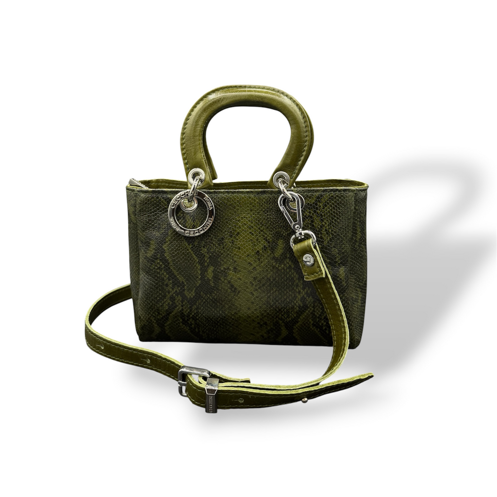 LADY B - Women's python embossed calf leather handbag