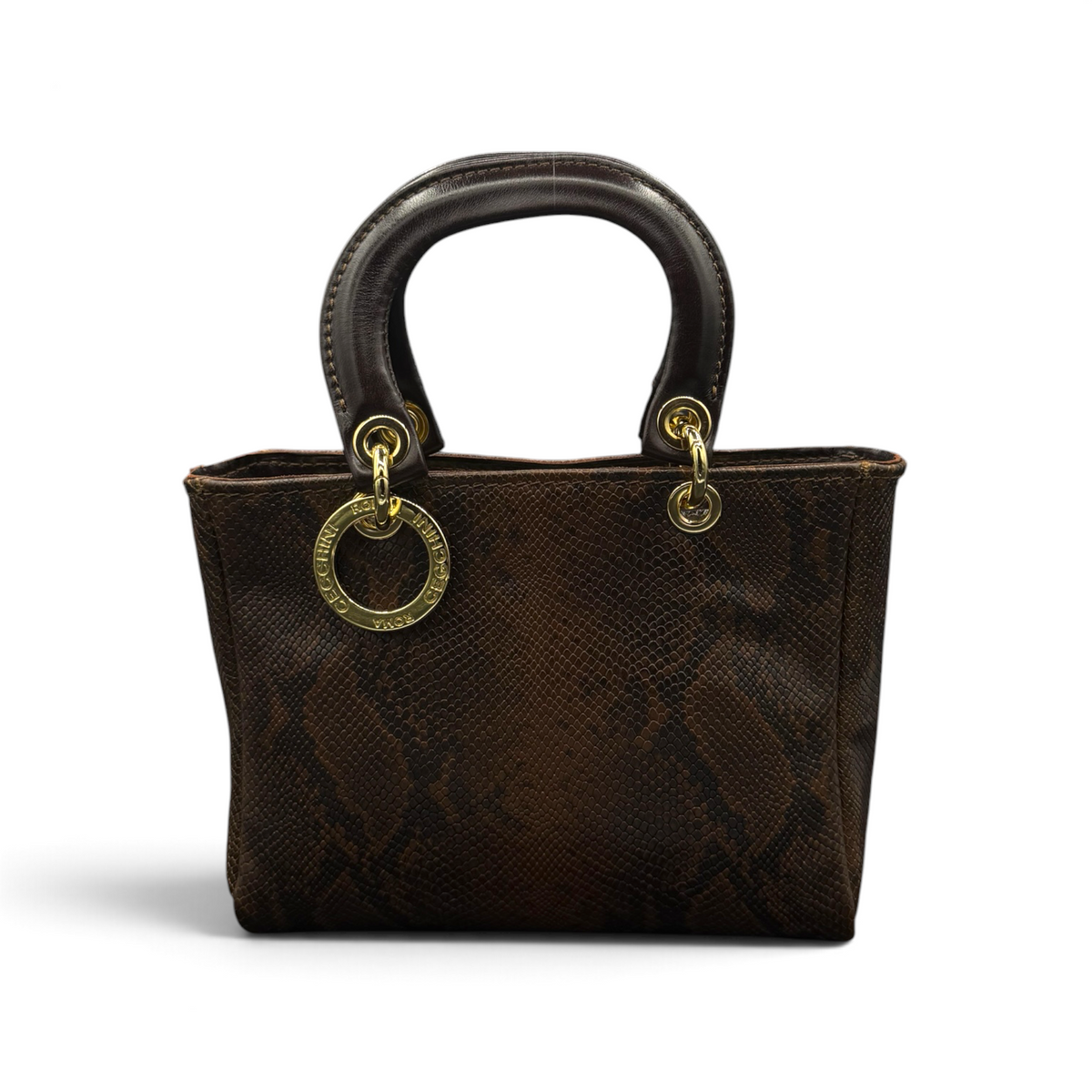 LADY B - Borsa a mano da donna in pelle di vitello stampa pitone