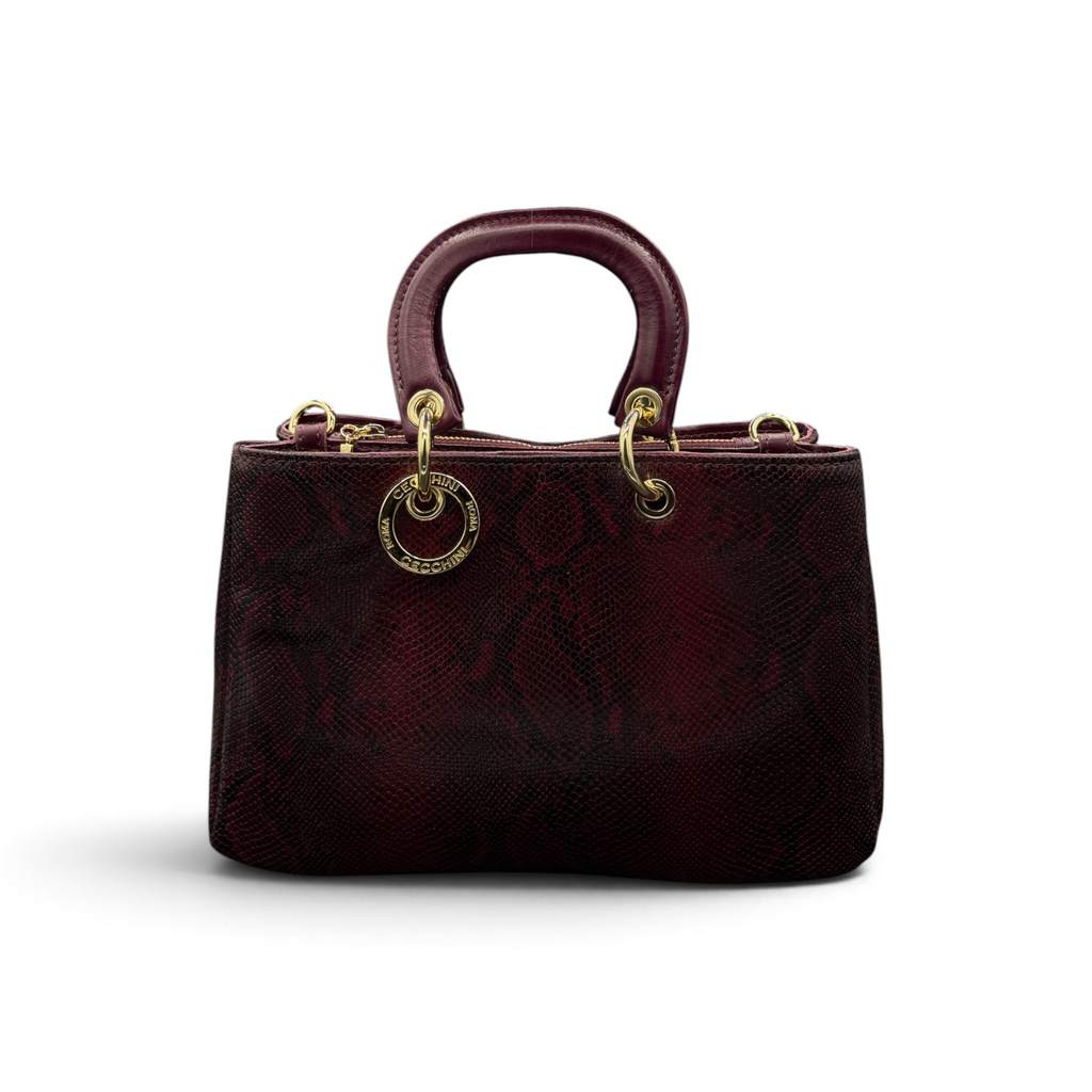 LADY BJ - Women's python embossed calf leather handbag