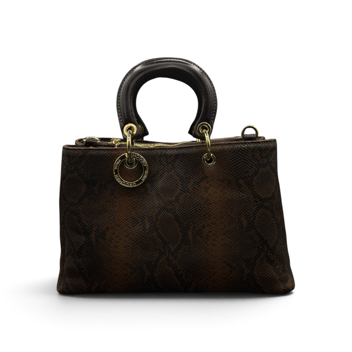 LADY BJ - Borsa a mano da donna in pelle di vitello stampa pitone