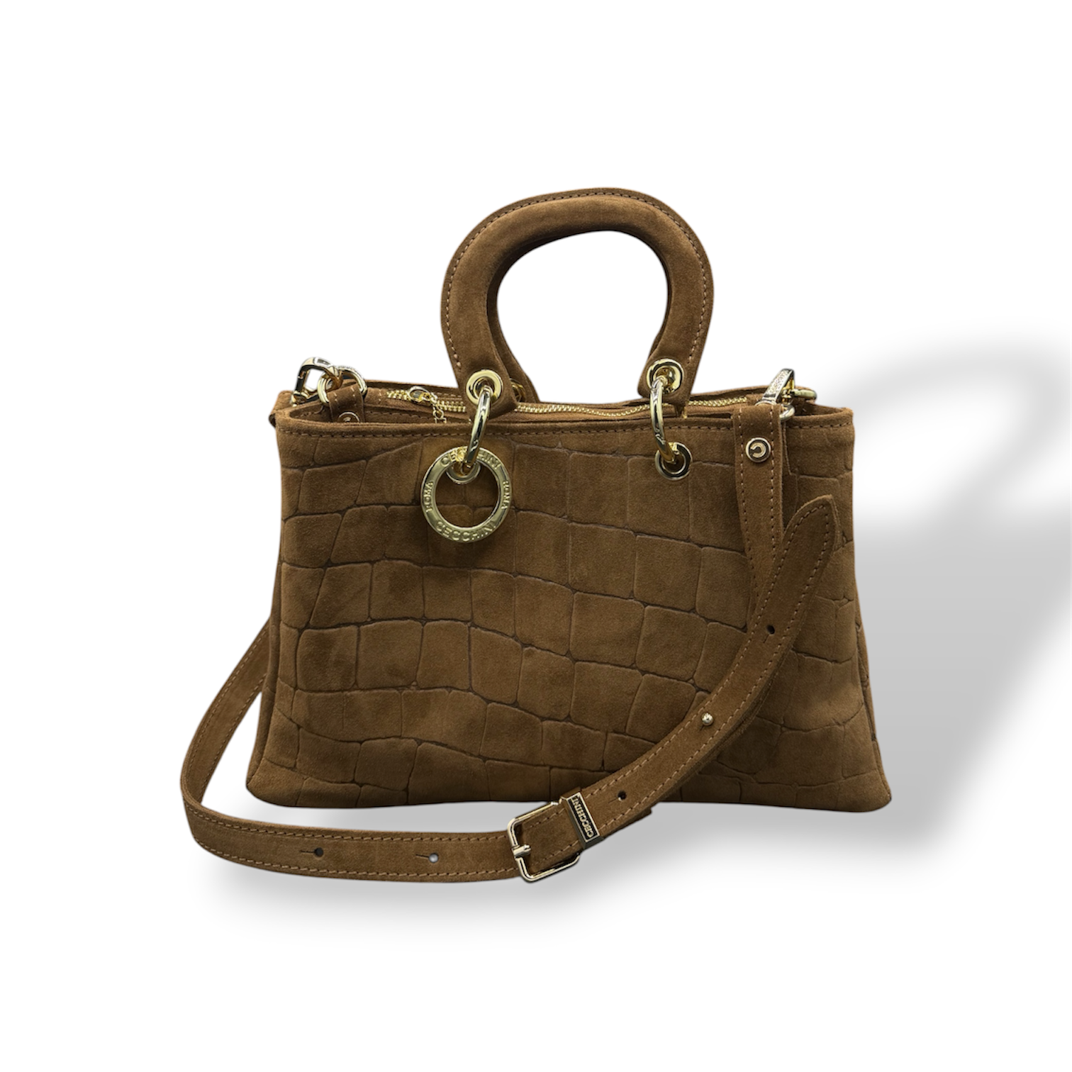 LADY BJ - Women's crocodile suede calf leather handbag