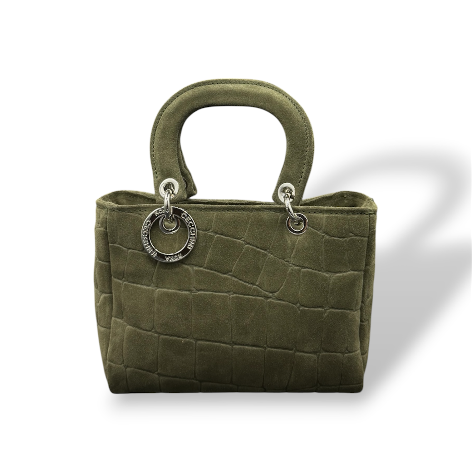 LADY B - Women's crocodile suede calf leather handbag