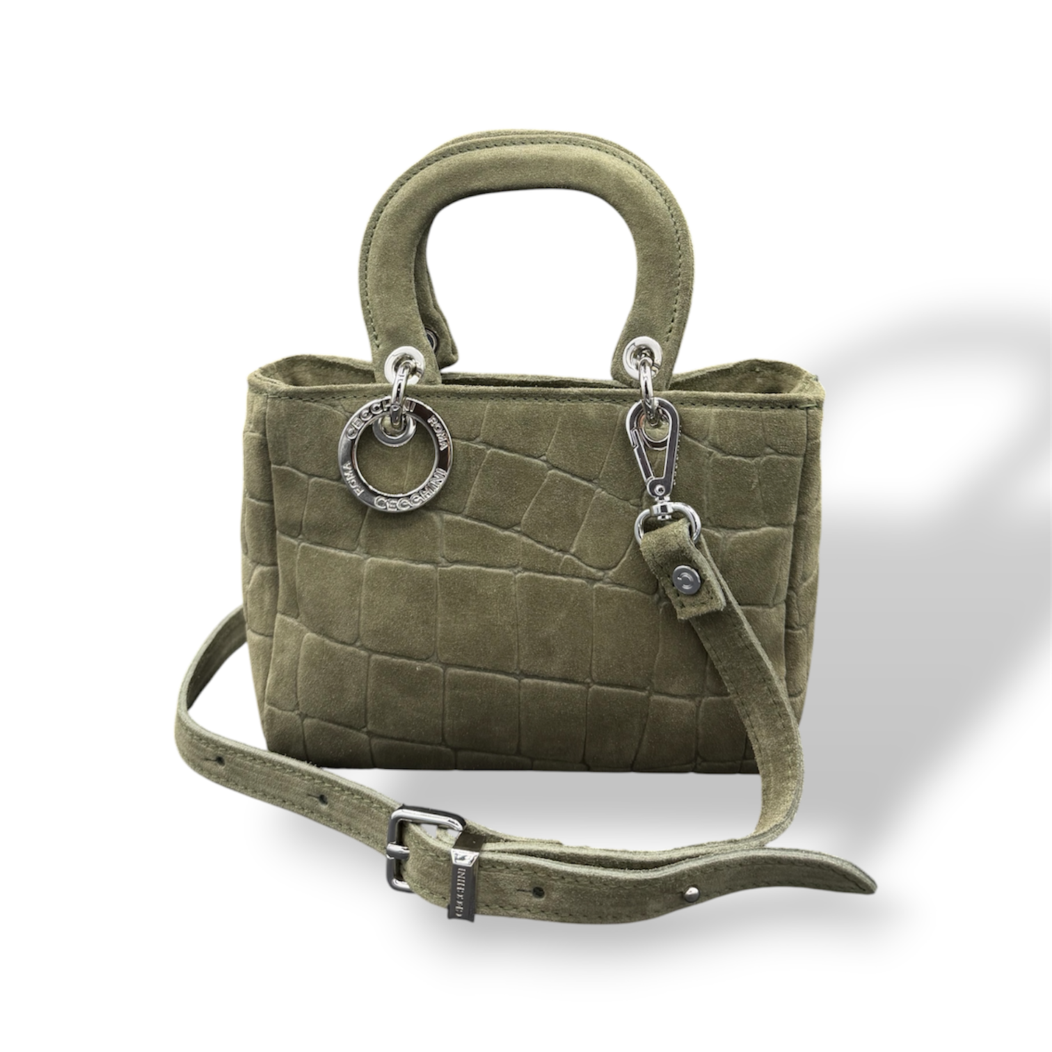 LADY B - Women's crocodile suede calf leather handbag