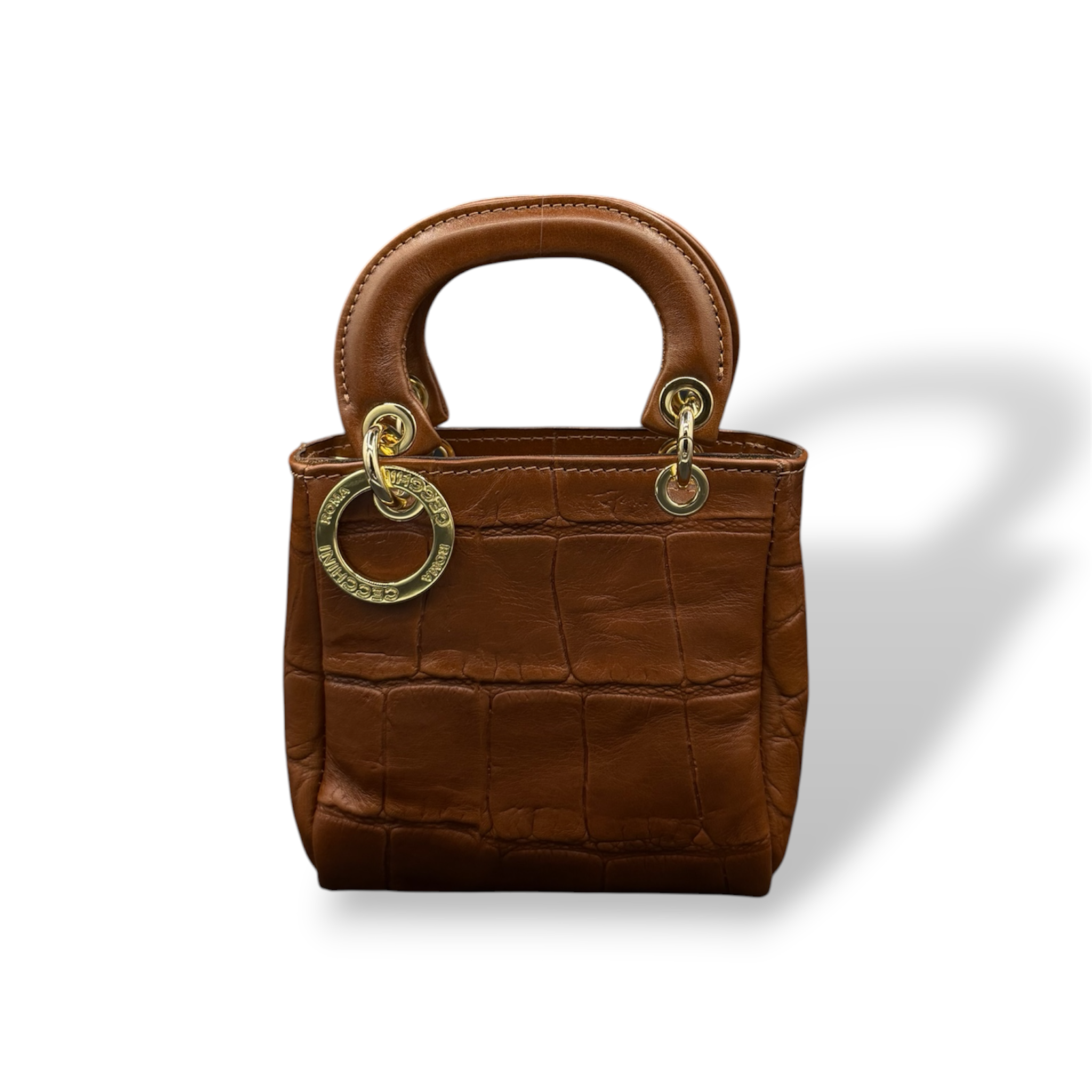 LADY B MINI - Women's crocodile smooth calf leather handbag