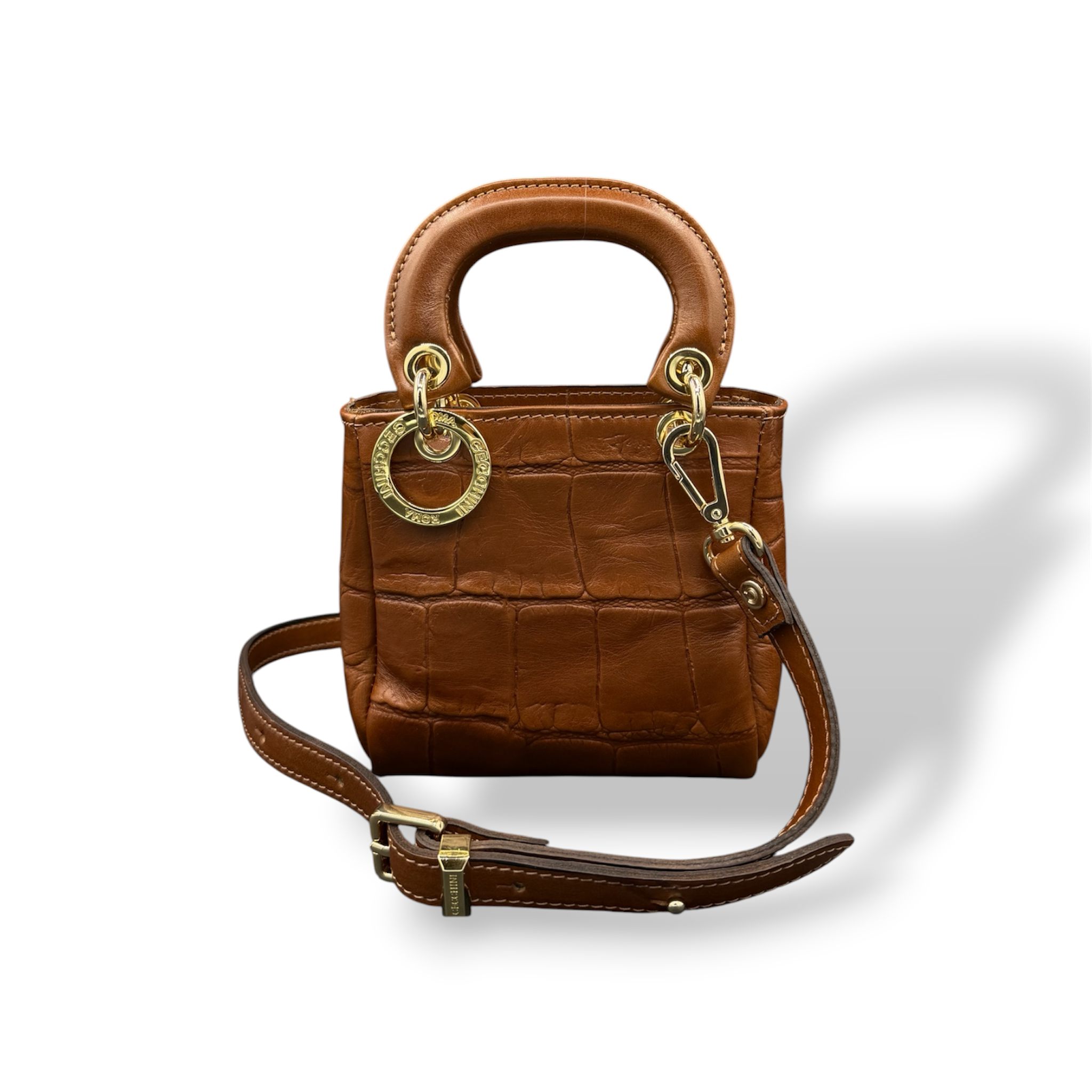 LADY B MINI - Women's crocodile smooth calf leather handbag