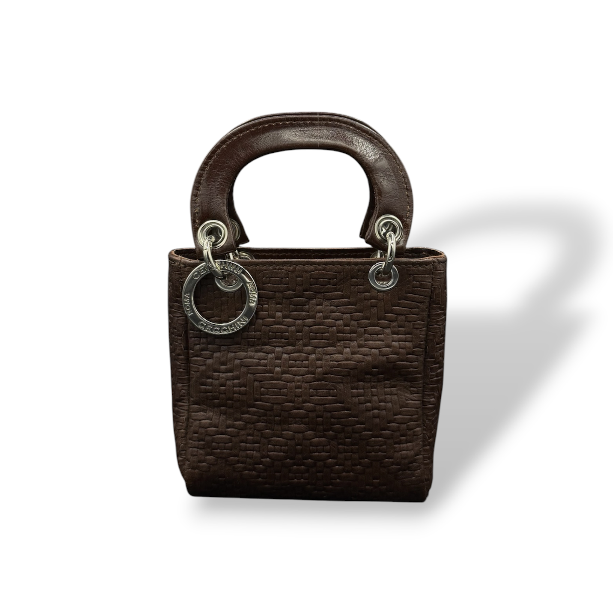 LADY B MINI - Borsa a mano da donna in pelle di vitello stampa intrecciata