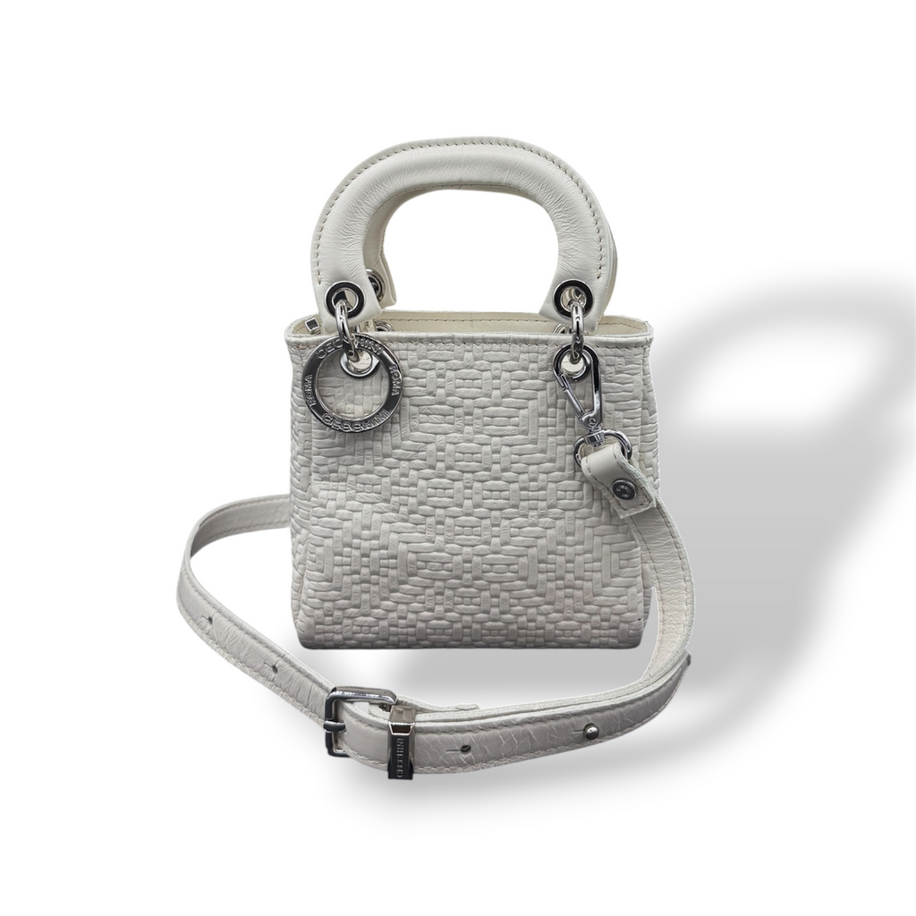 LADY B MINI - Borsa a mano da donna in pelle di vitello stampa intrecciata