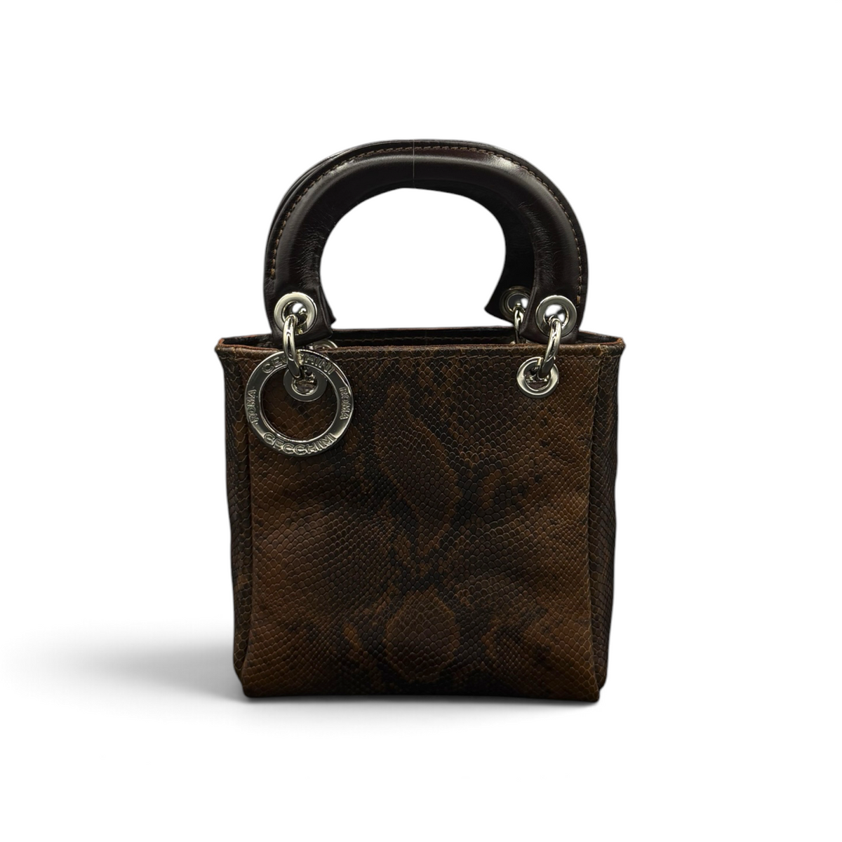 LADY B MINI - Borsa a mano da donna in pelle di vitello stampa pitone