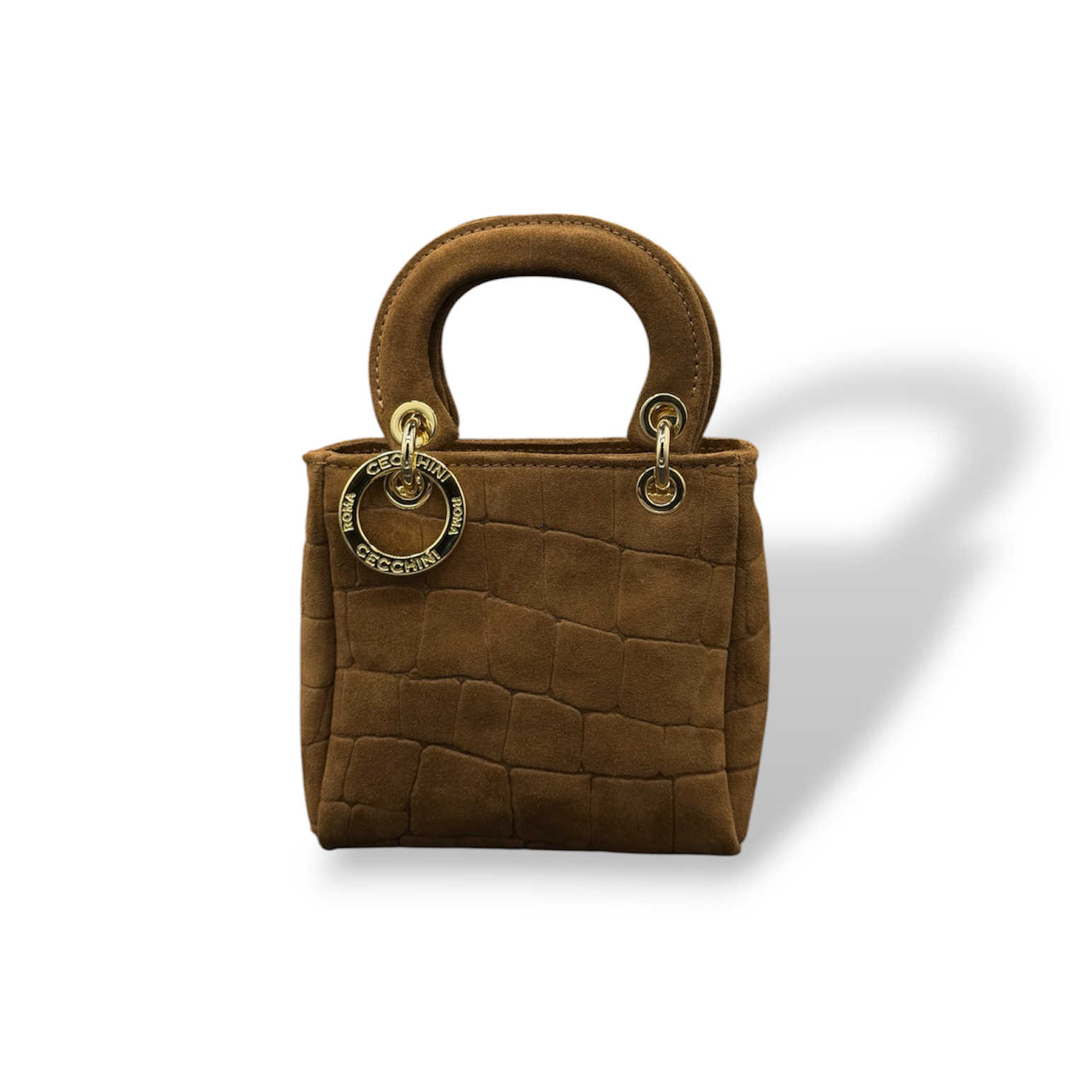 LADY B MINI - Women's crocodile suede calf leather handbag