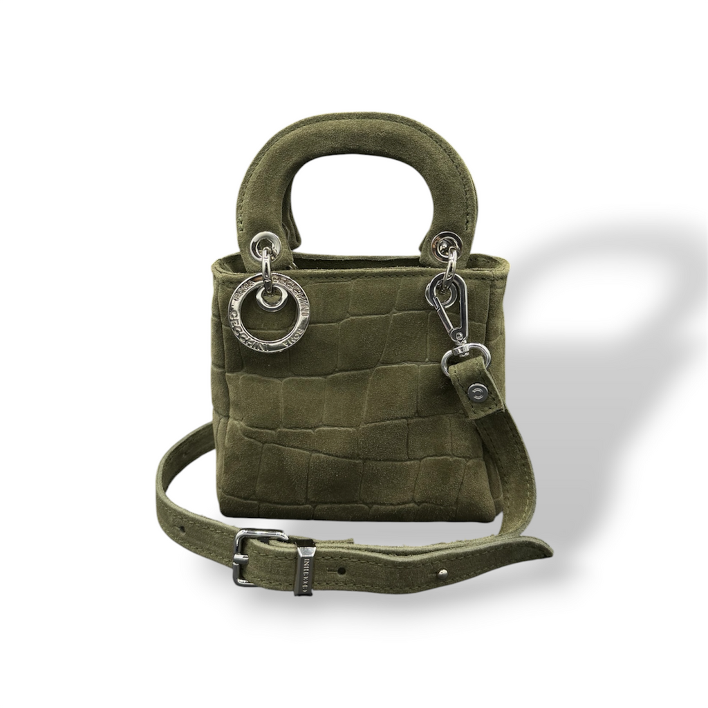 LADY B MINI - Women's crocodile suede calf leather handbag