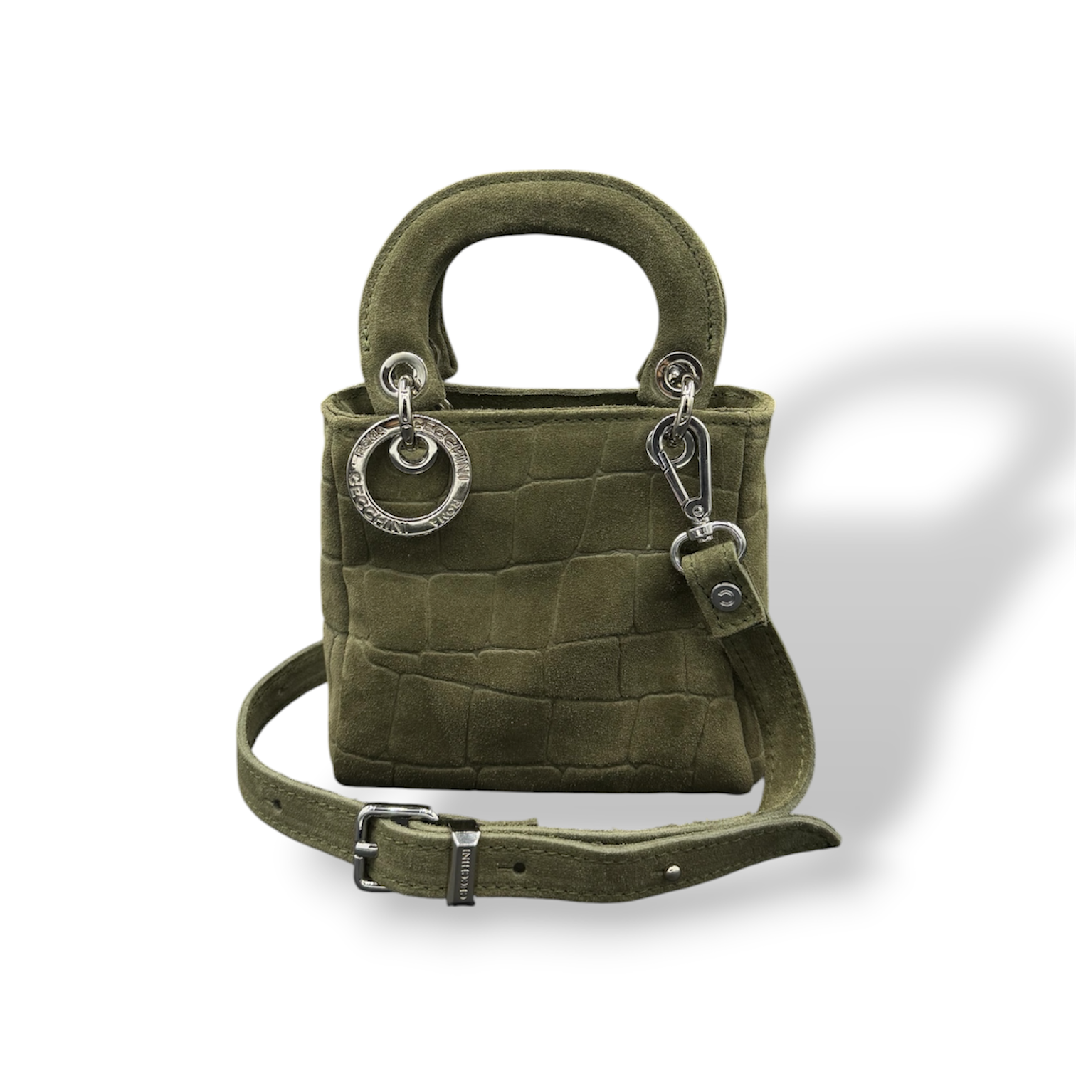 LADY B MINI - Women's crocodile suede calf leather handbag