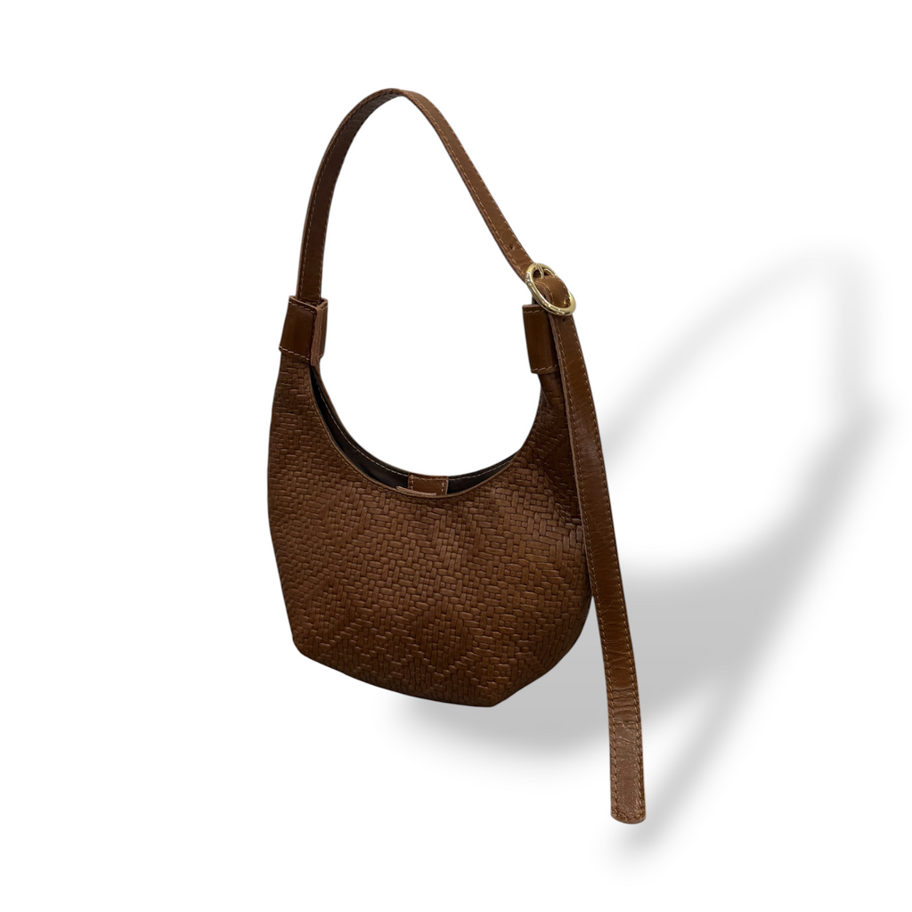 MAGGY - Women's woven embossed calf leather shoulder bag