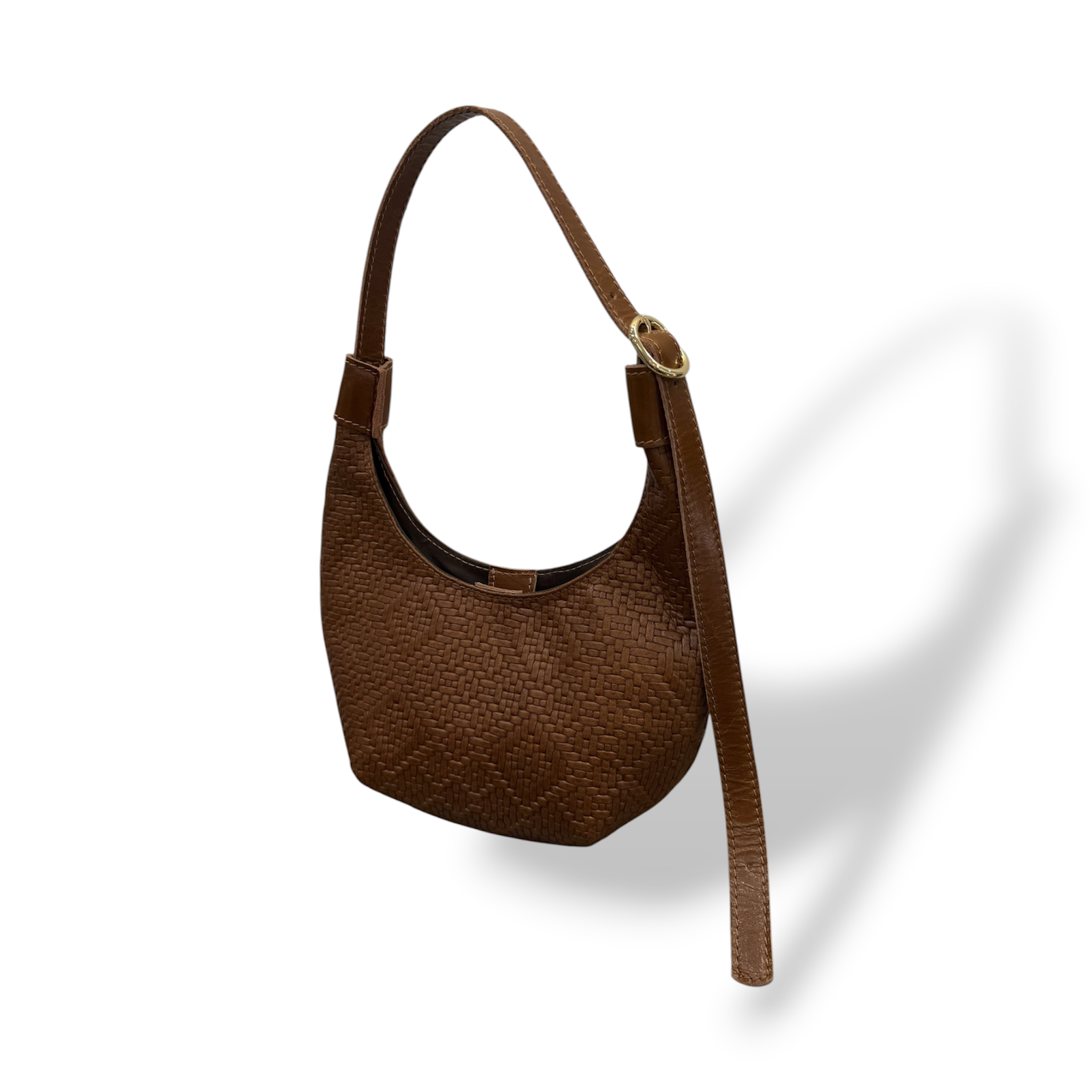 MAGGY - Women's woven embossed calf leather shoulder bag