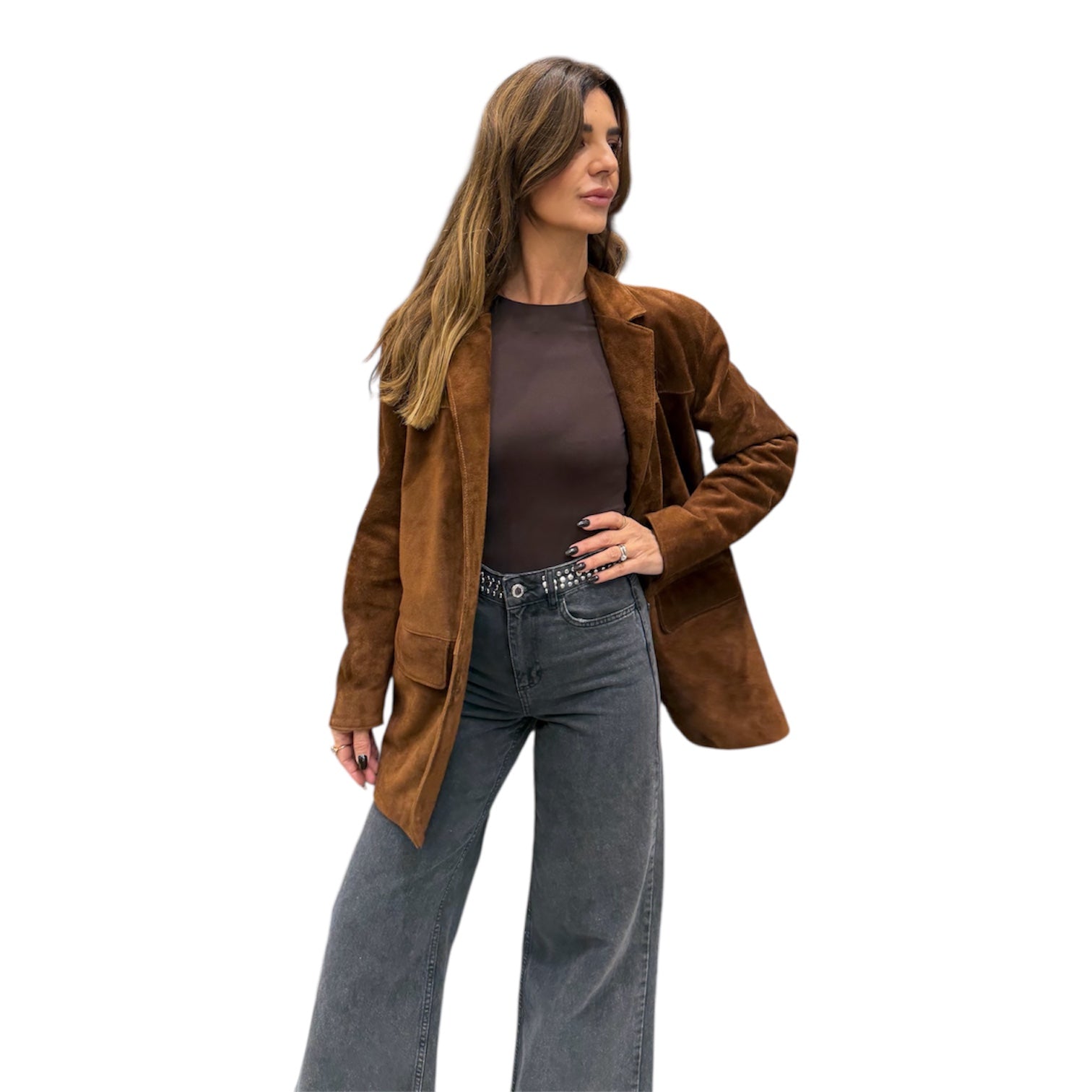 MANUELA - Women's suede calf leather blazer