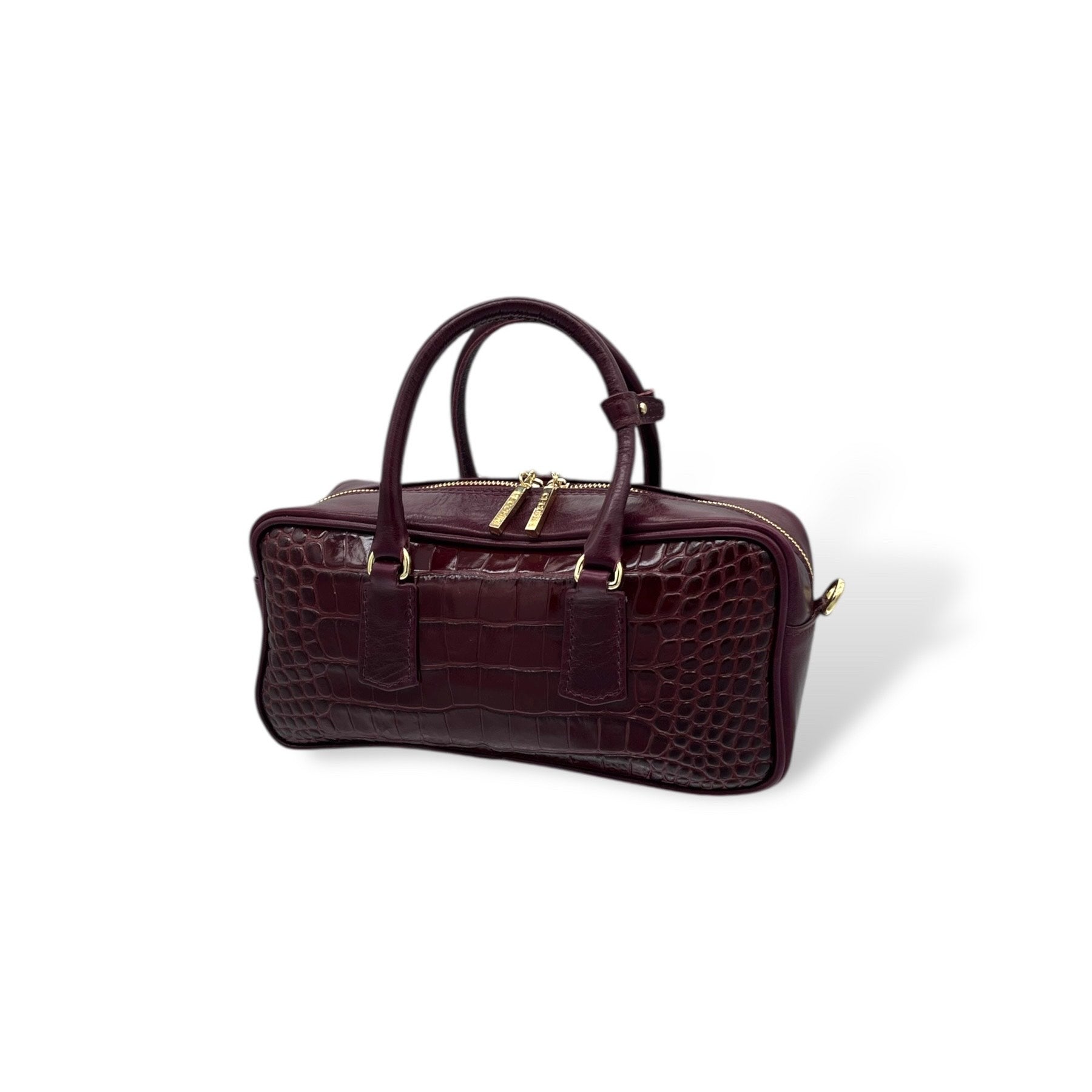 MIMI big - Women's crocodile embossed calf leather handbag
