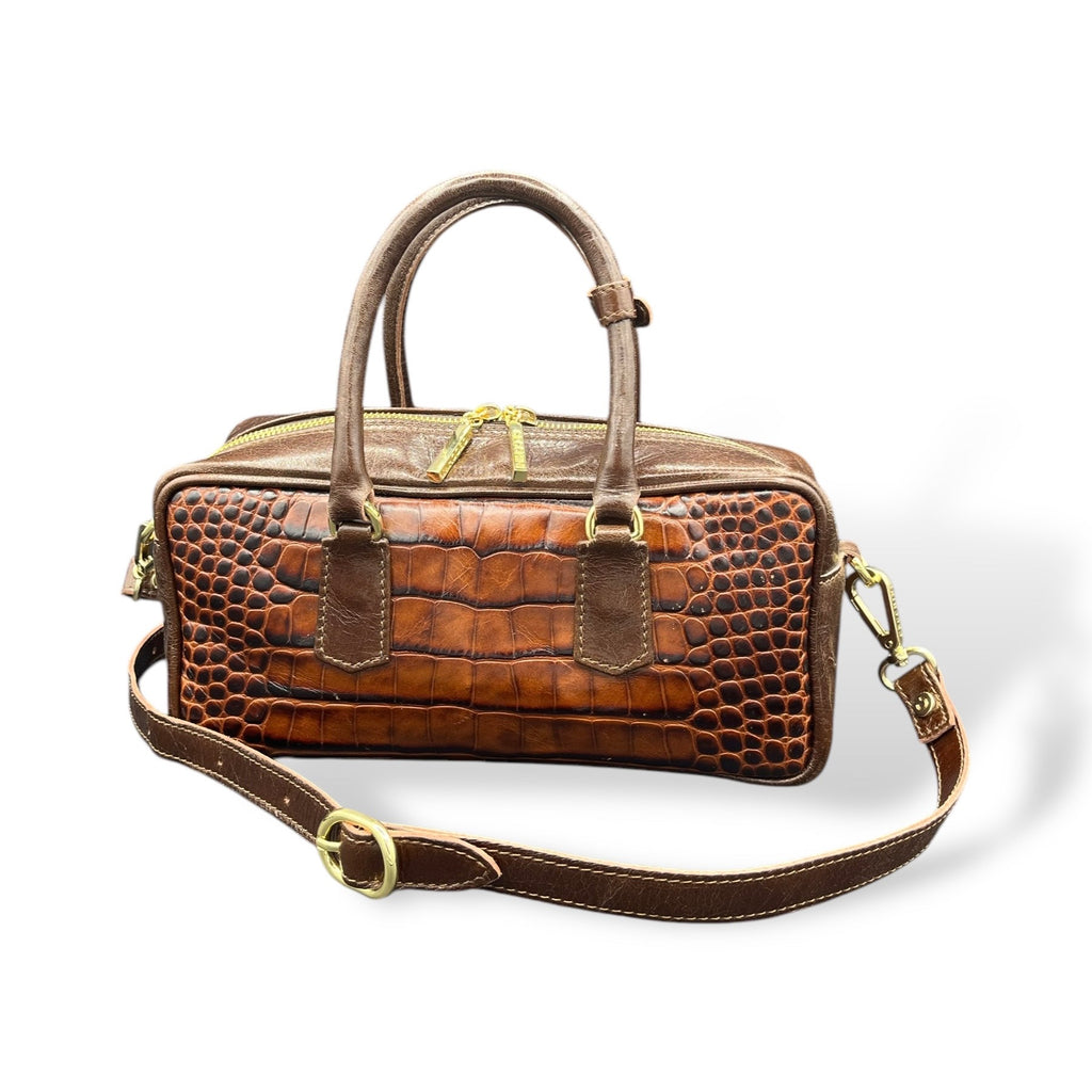 MIMI big - Women's crocodile embossed calf leather handbag