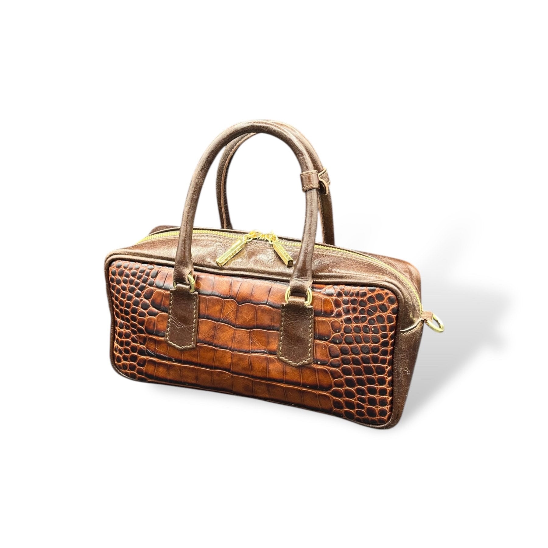 MIMI big - Women's crocodile embossed calf leather handbag