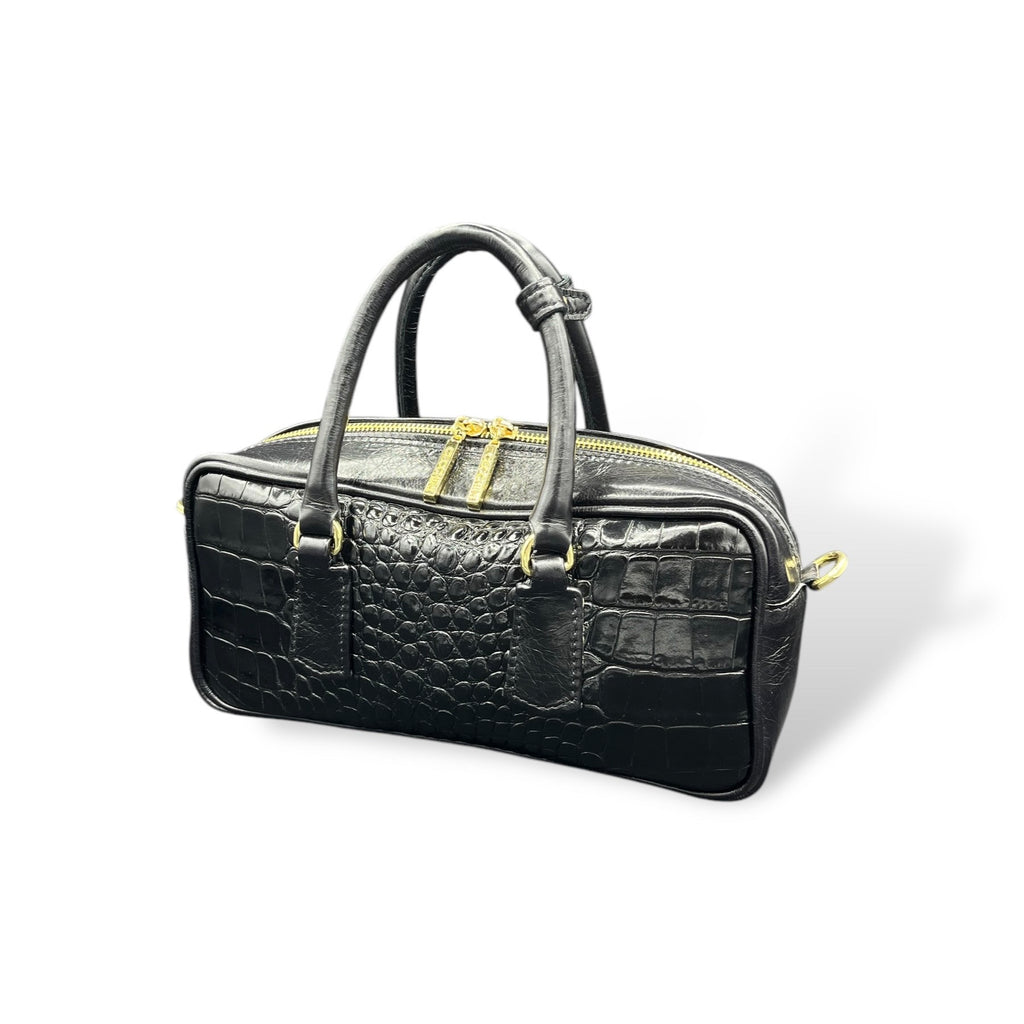 MIMI big - Women's crocodile embossed calf leather handbag