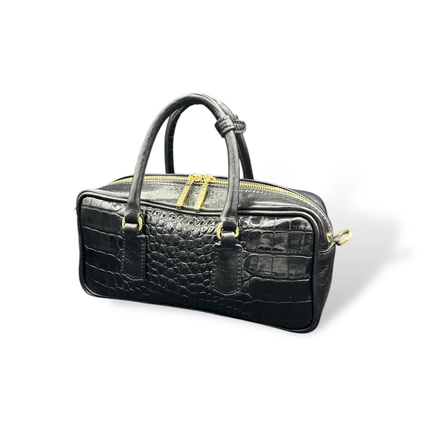 MIMI big - Women's crocodile embossed calf leather handbag
