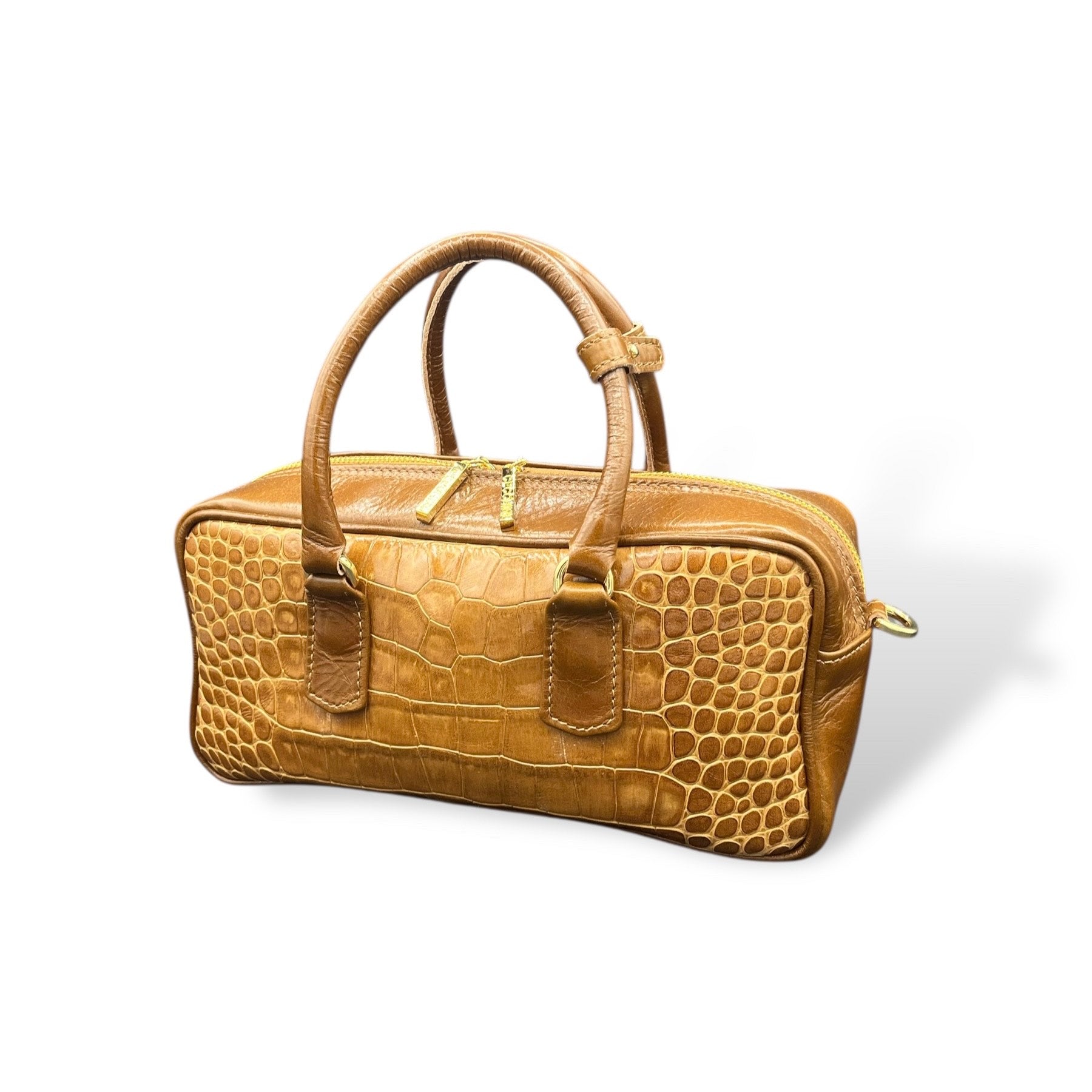 MIMI big - Women's crocodile embossed calf leather handbag