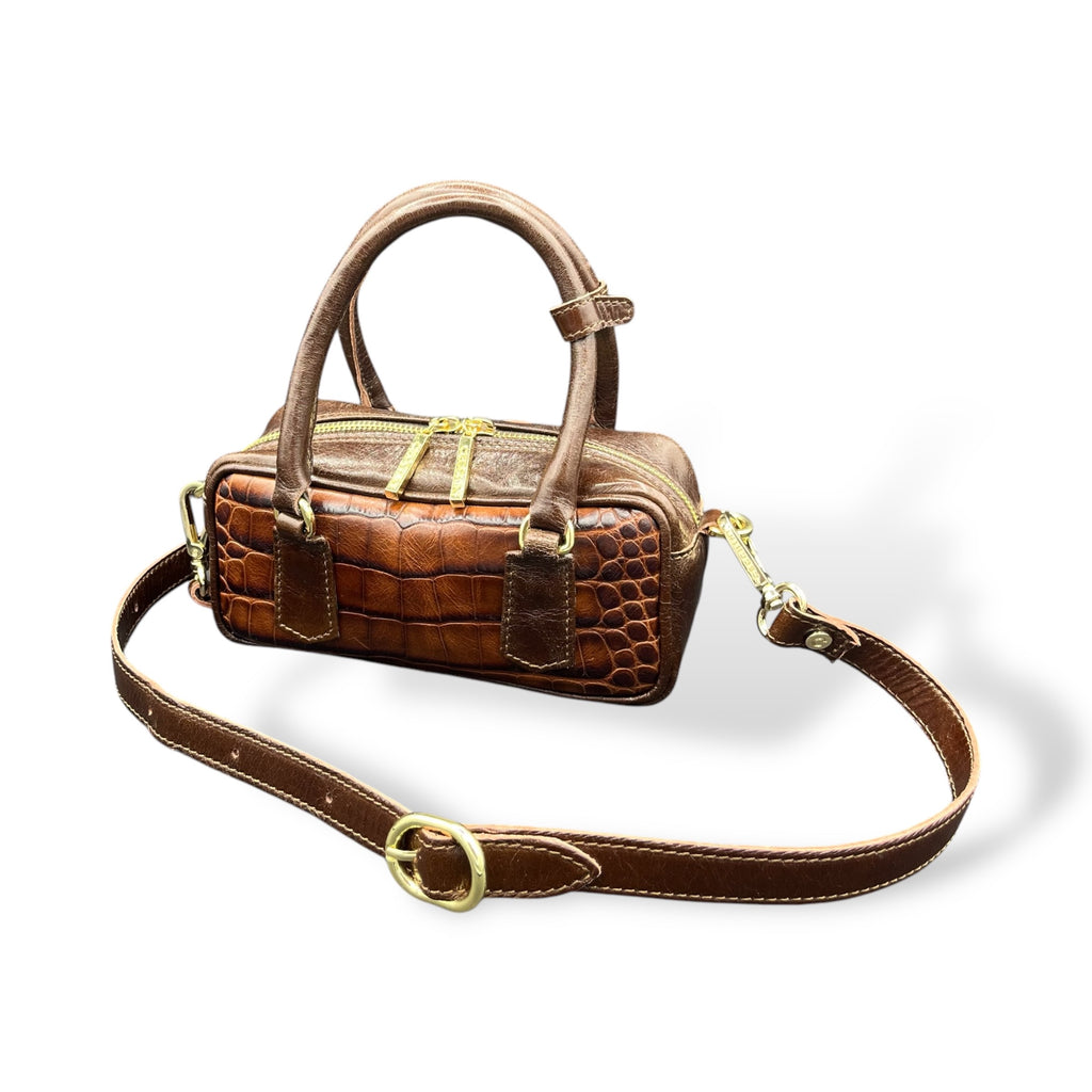 MIMI mini - Women's crocodile embossed calf leather handbag