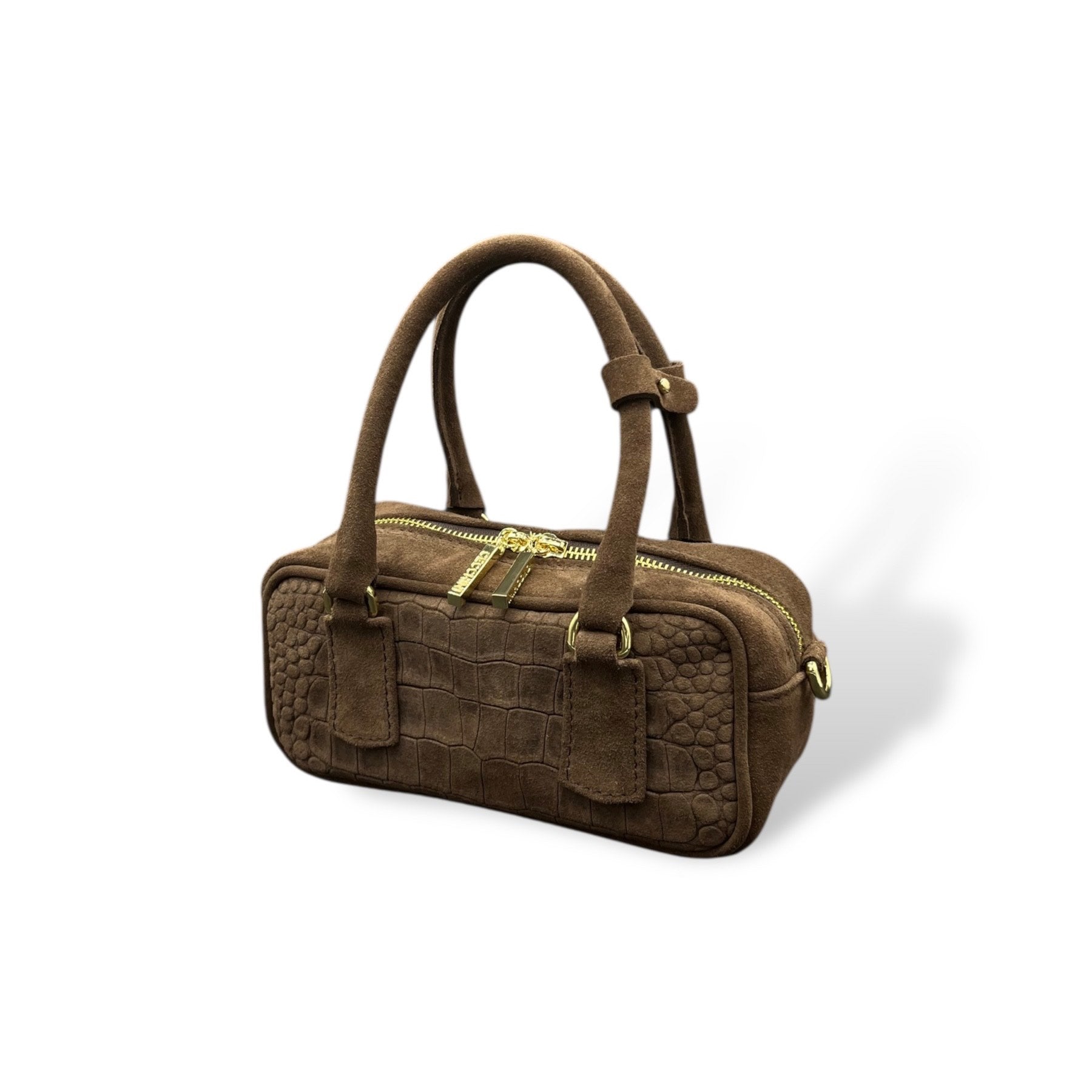 MIMI mini - Women's crocodile embossed suede calf leather handbag