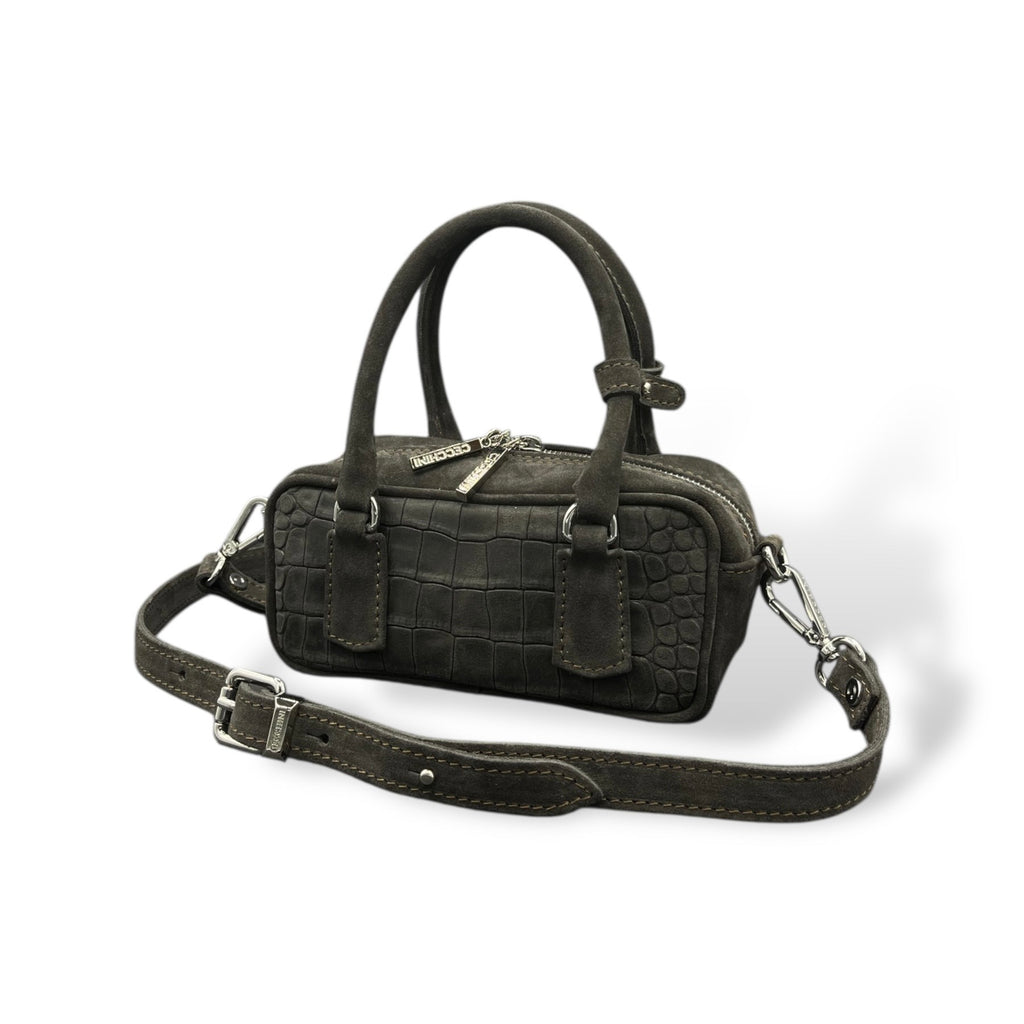 MIMI mini - Women's crocodile embossed suede calf leather handbag
