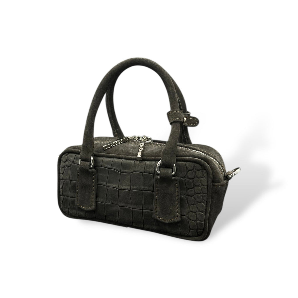 MIMI mini - Women's crocodile embossed suede calf leather handbag