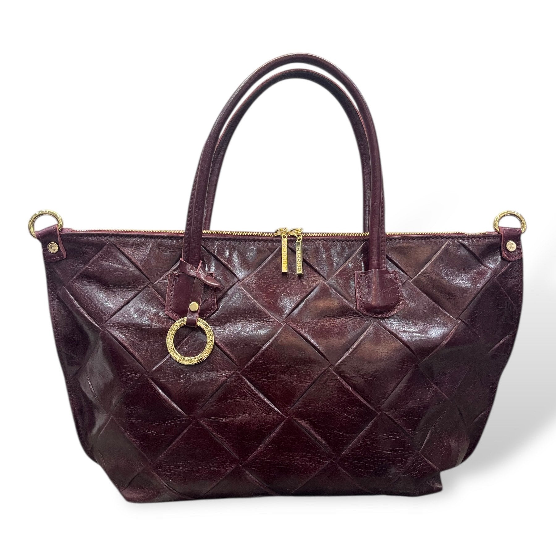 Women's square embossed calf leather shoulder bag - NEVERFULL