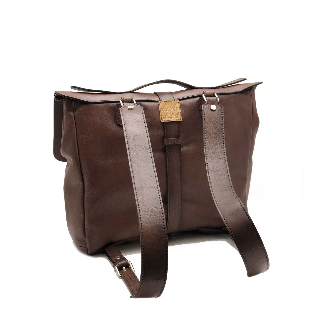 Men's brown buffered crust calf leather backpack - BOWIN