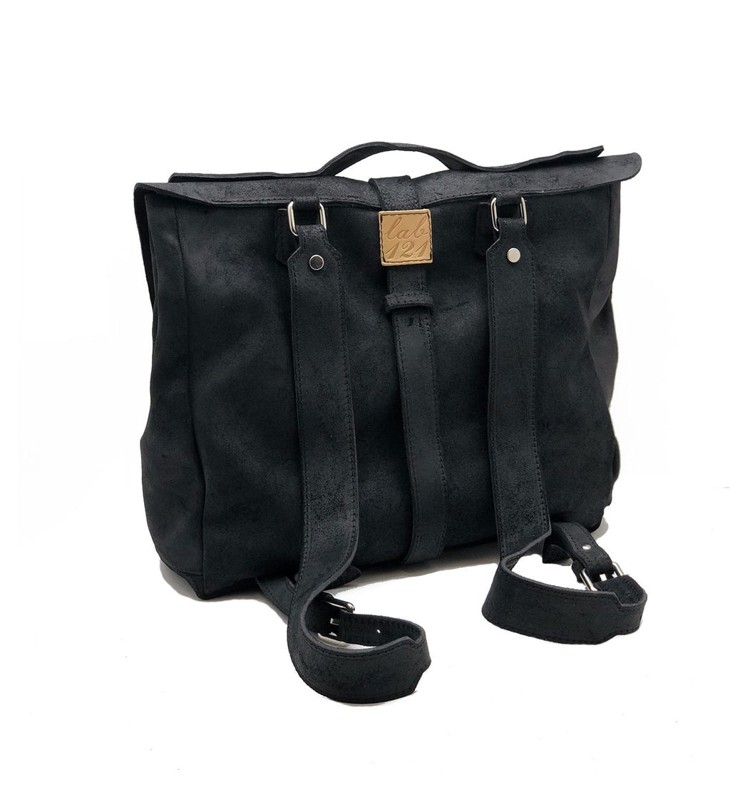 Men's greased suede crust calf leather backpack - BOWIN
