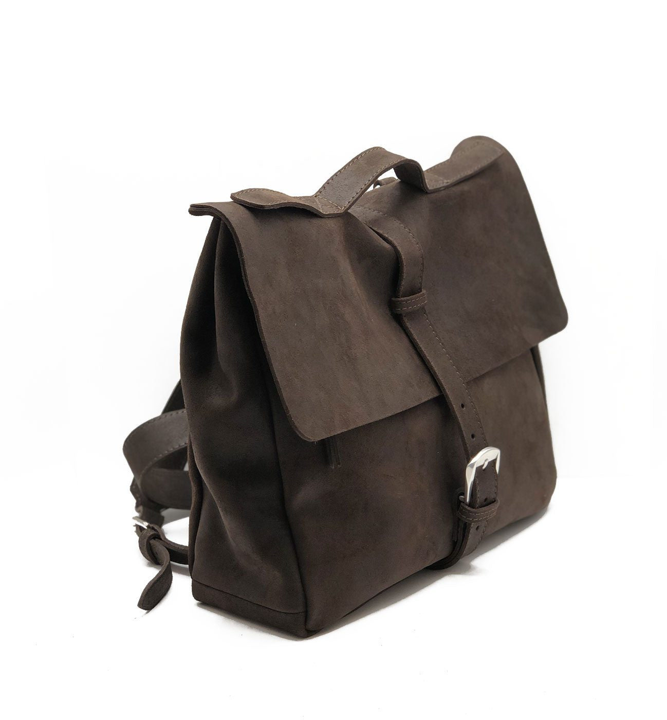 Men's greased suede crust calf leather backpack - BOWIN