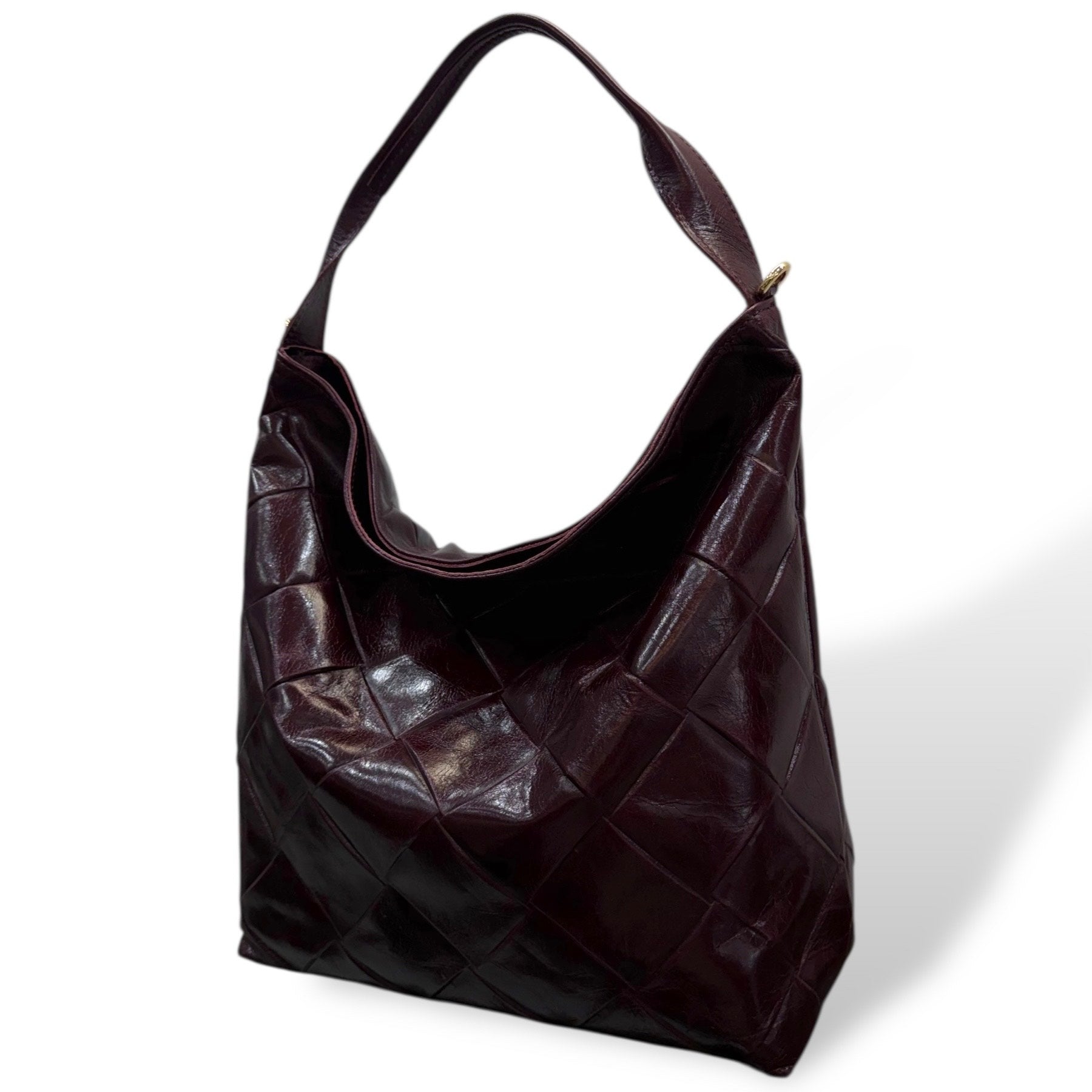SACCA EMPIRE big - Women's square embossed calf leather shoulder bag