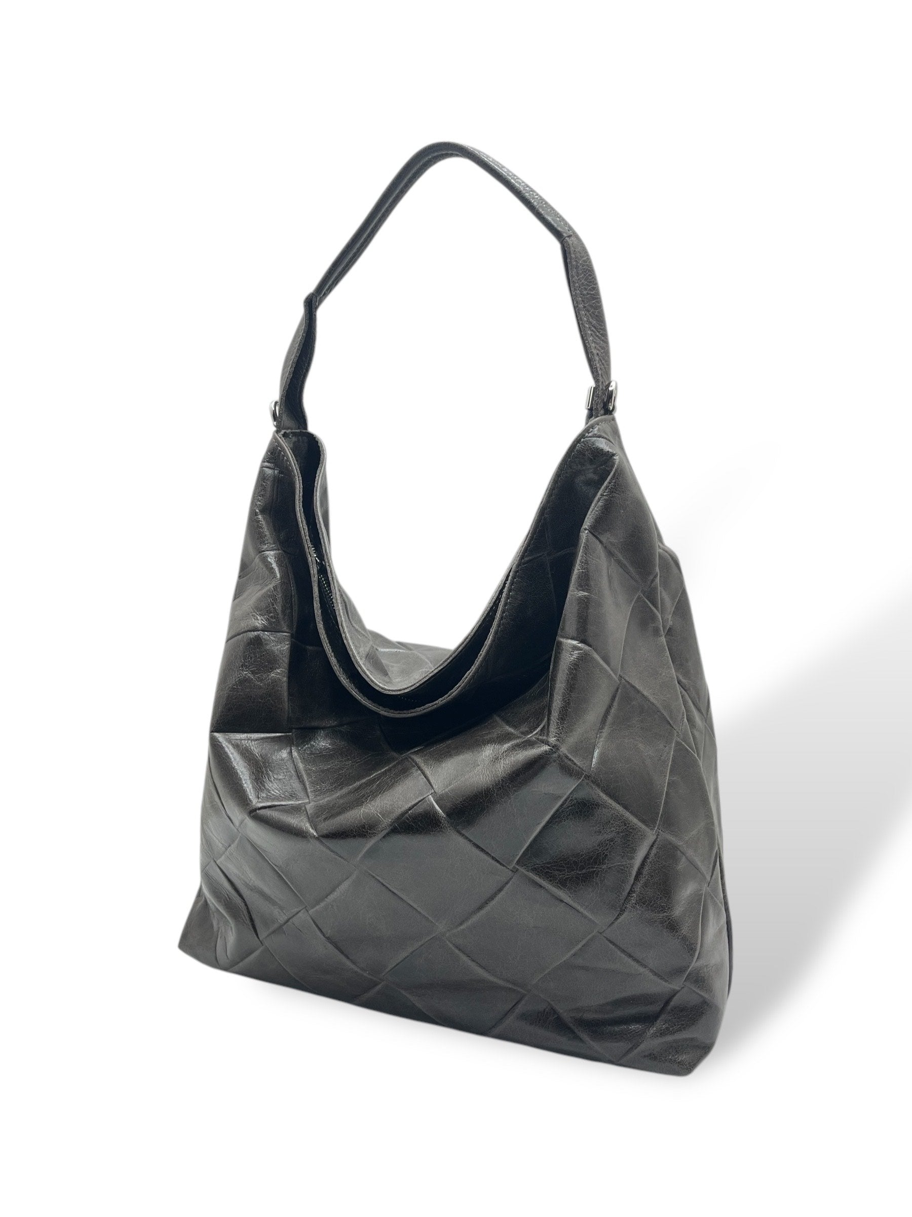 SACCA EMPIRE big - Women's square embossed calf leather shoulder bag