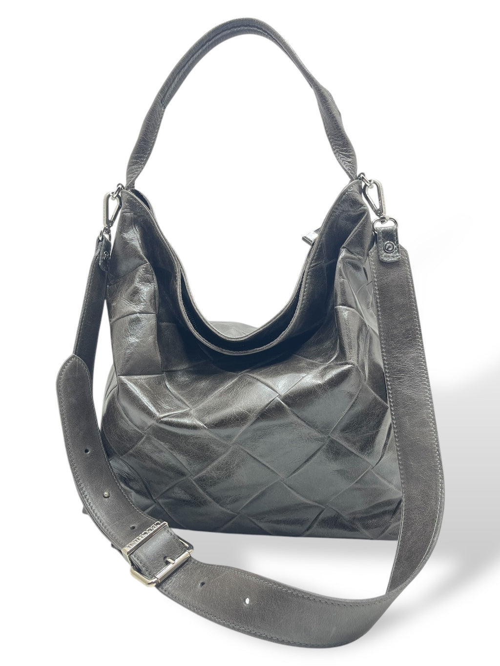 SACCA EMPIRE big - Women's square embossed calf leather shoulder bag