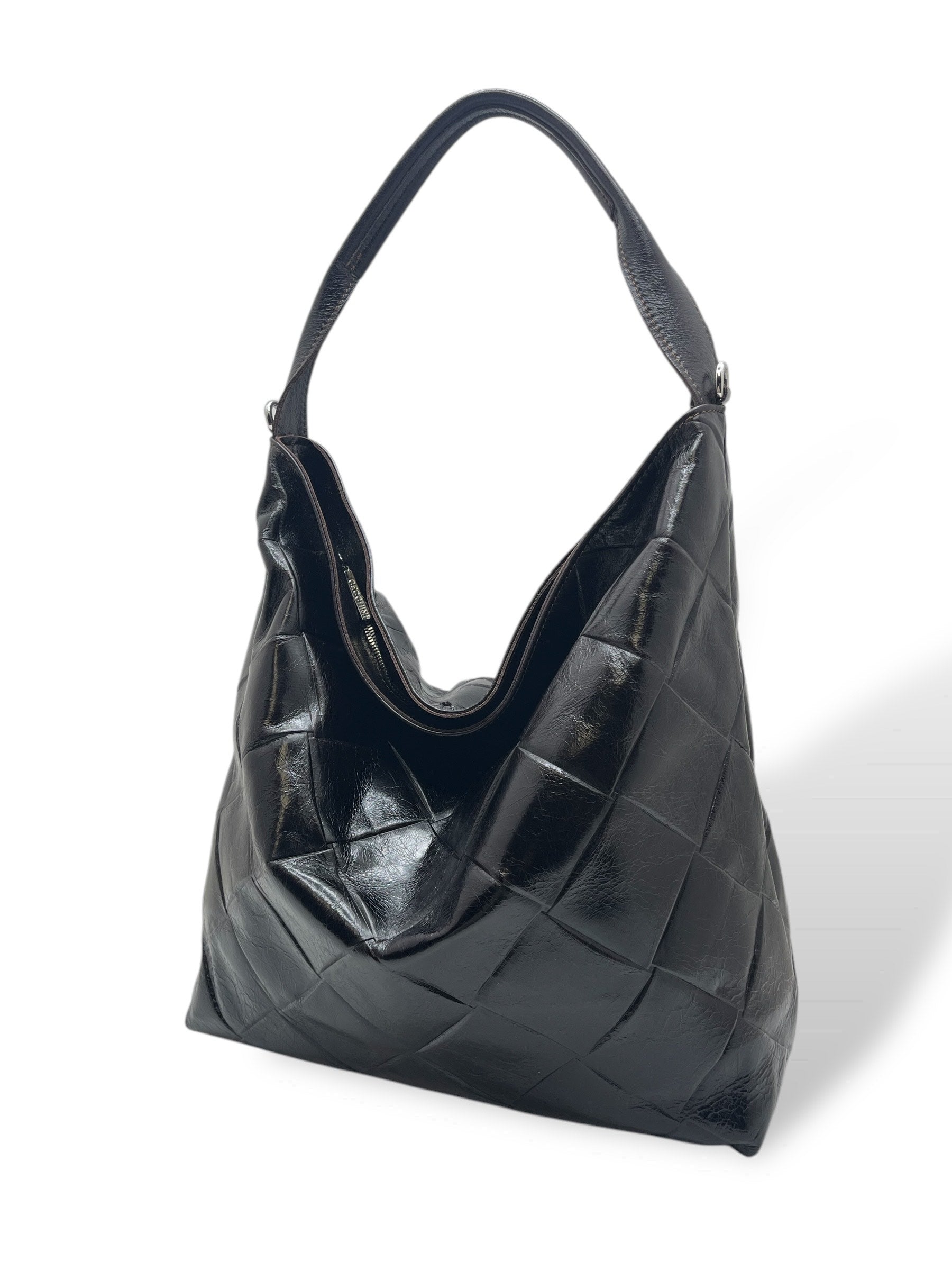 SACCA EMPIRE big - Women's square embossed calf leather shoulder bag