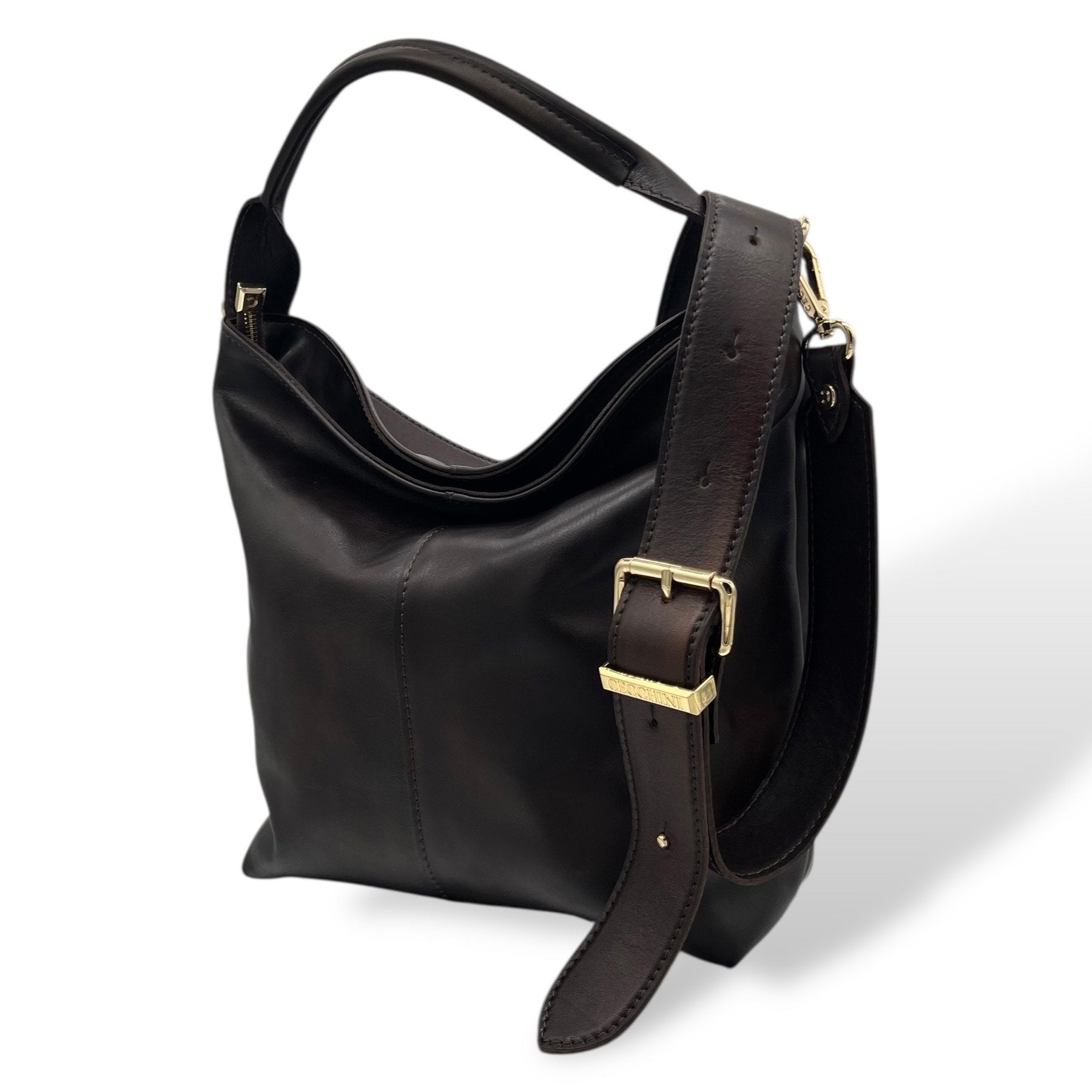 SACCA EMPIRE small - Women's hand-polished smooth calf leather shoulder bag