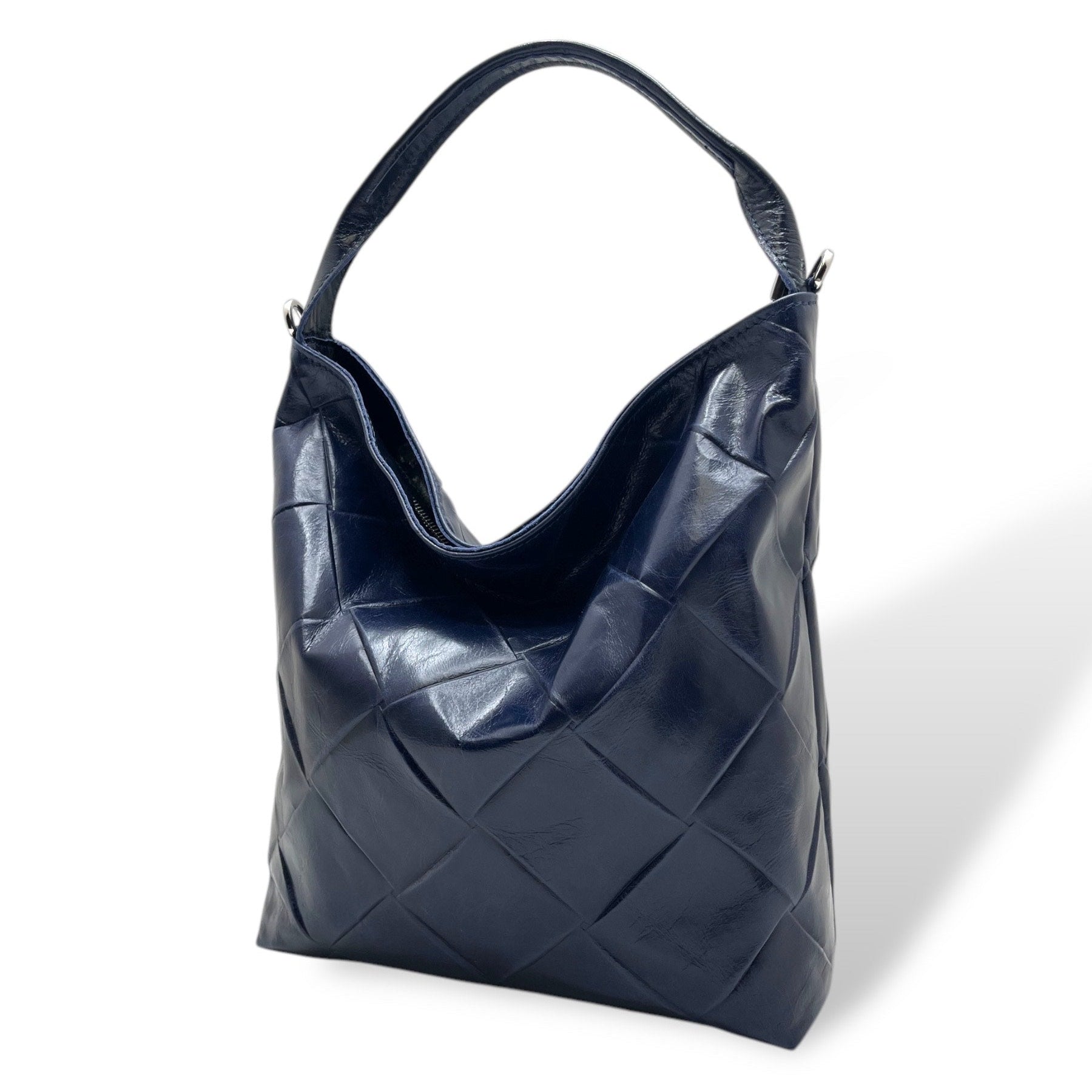SACCA EMPIRE small - Women's square embossed calf leather shoulder bag